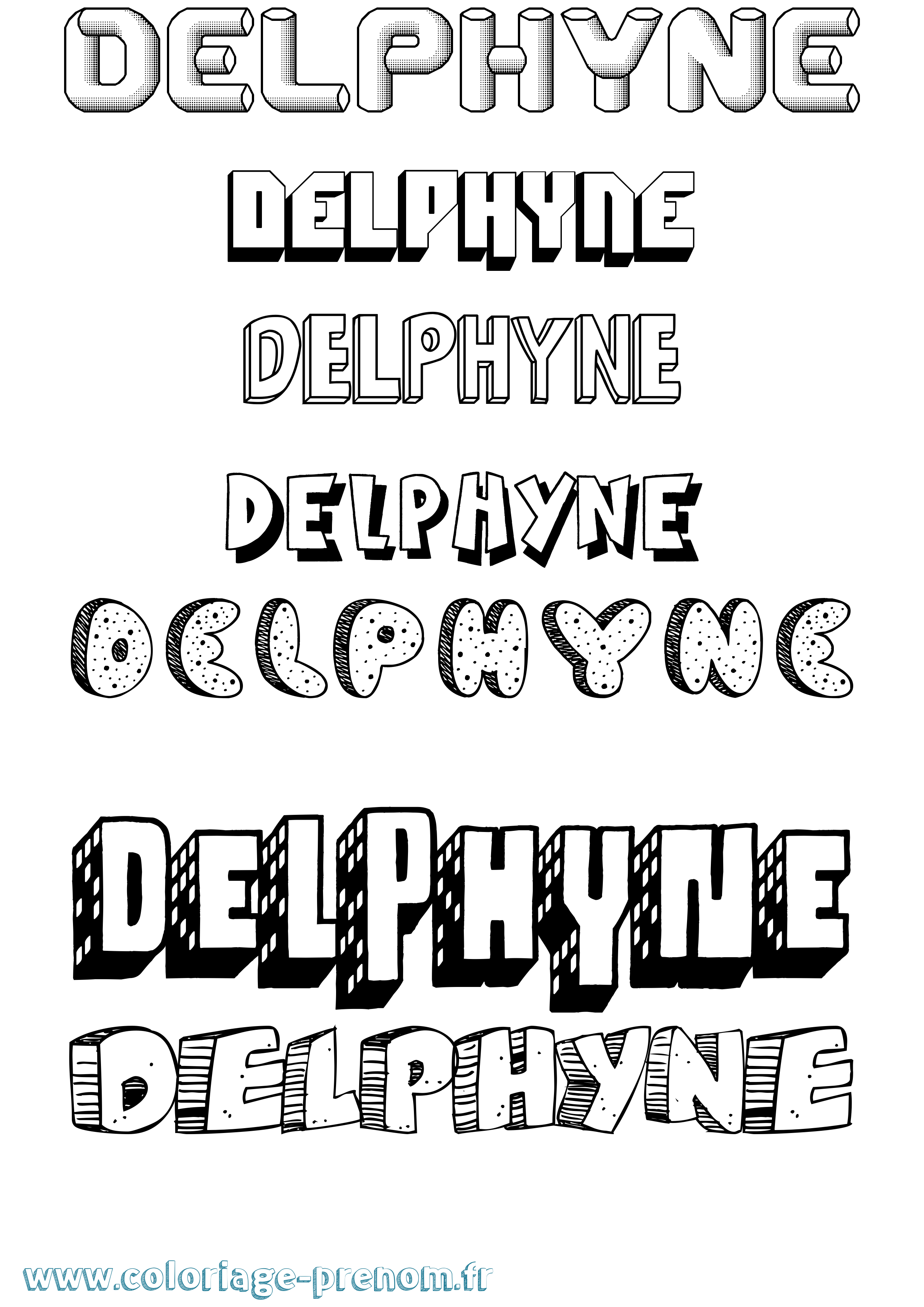 Coloriage prénom Delphyne Effet 3D