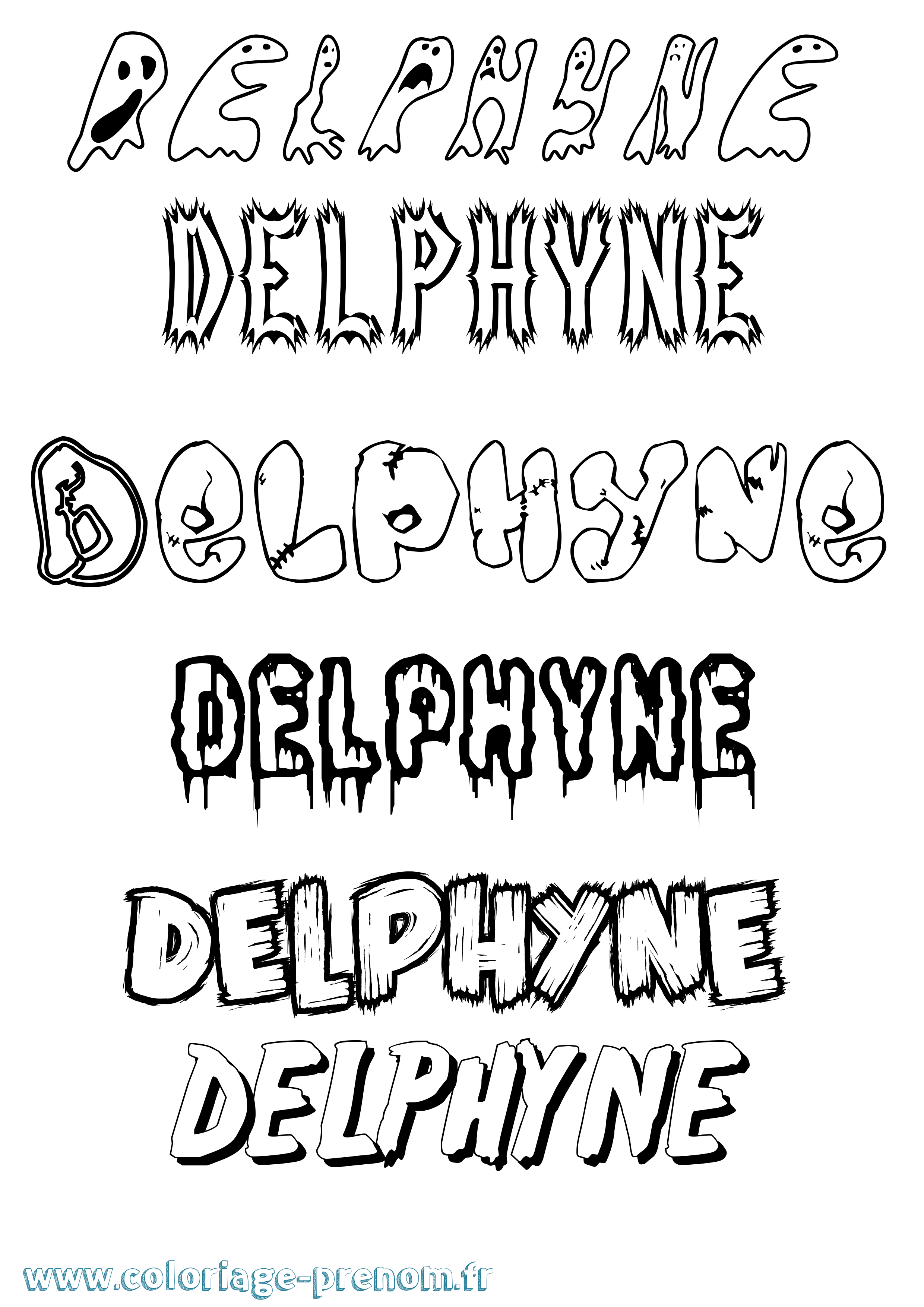 Coloriage prénom Delphyne Frisson