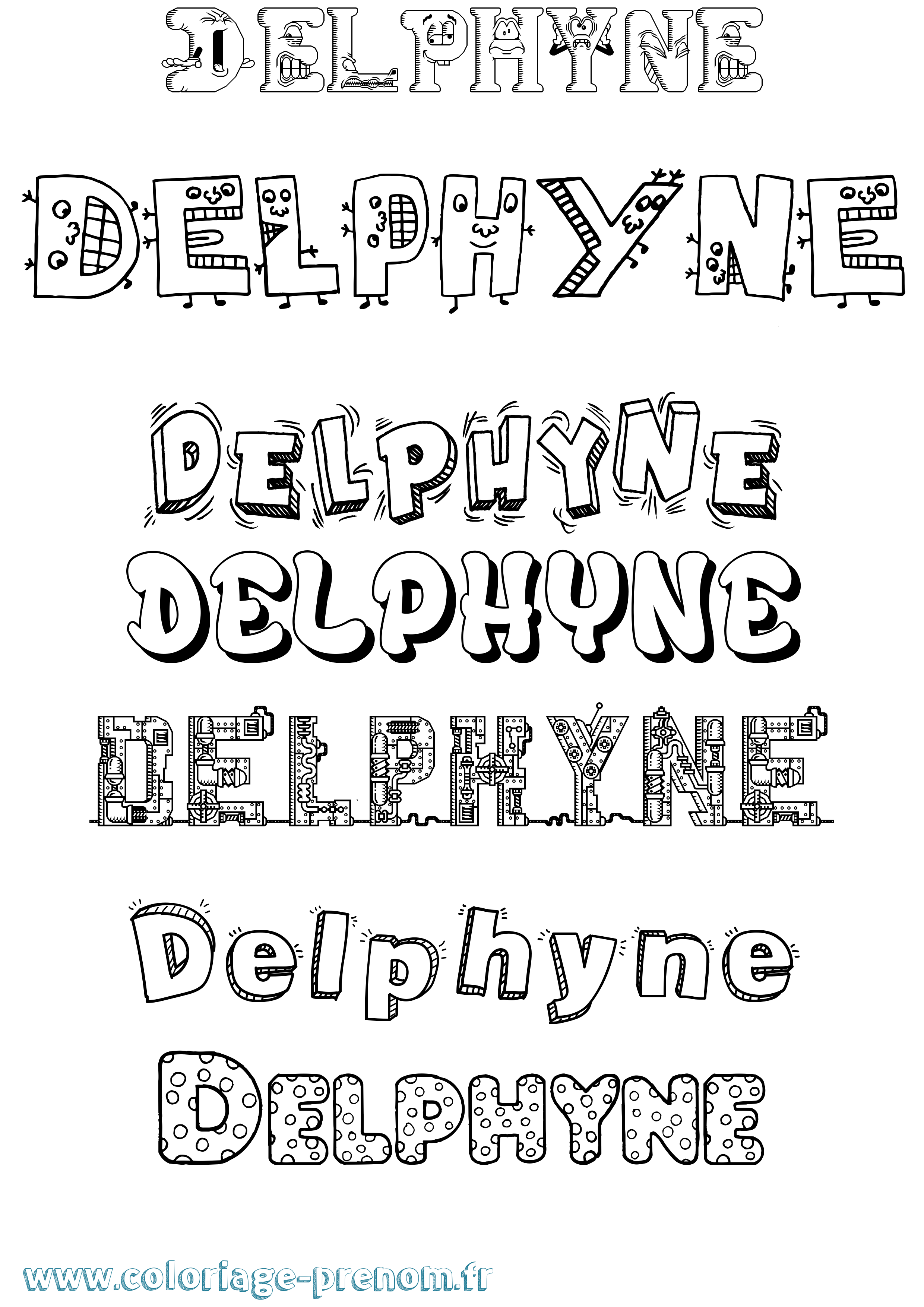 Coloriage prénom Delphyne Fun