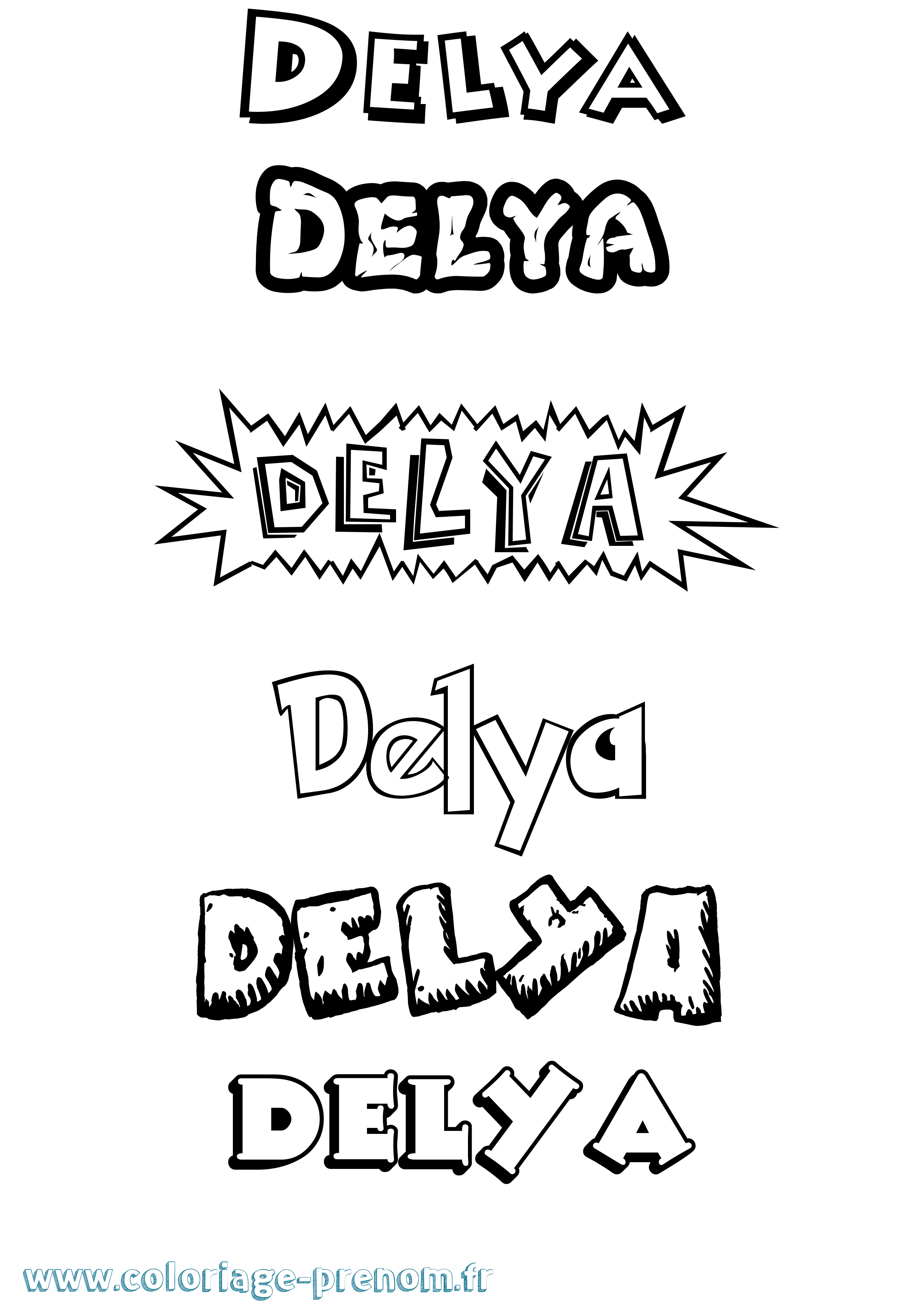 Coloriage prénom Delya Dessin Animé