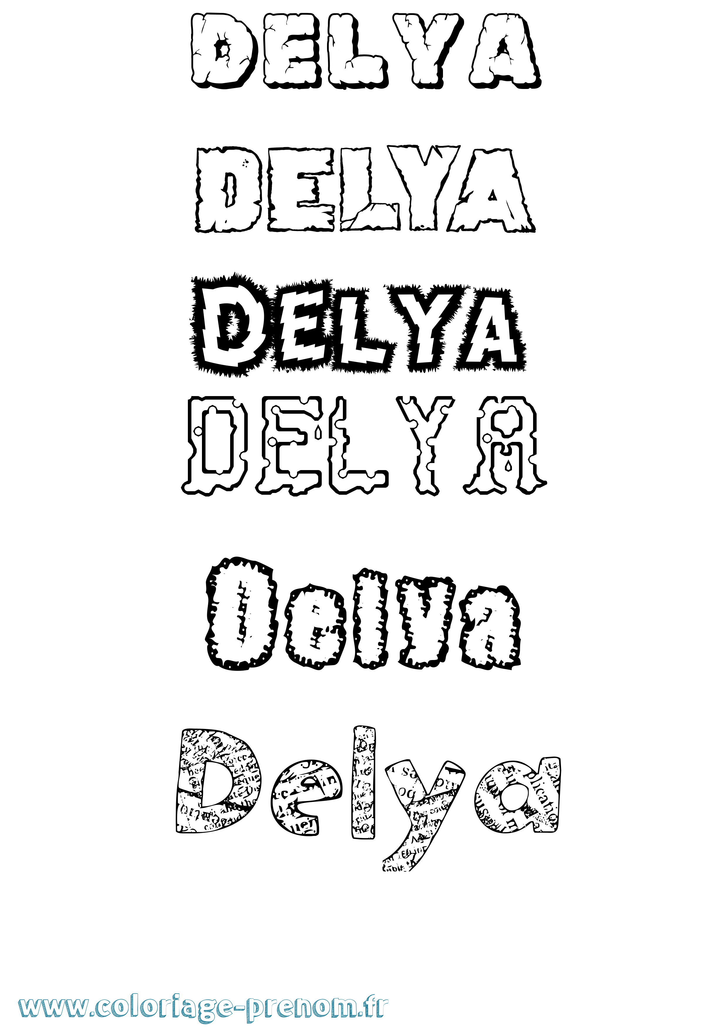 Coloriage prénom Delya Destructuré