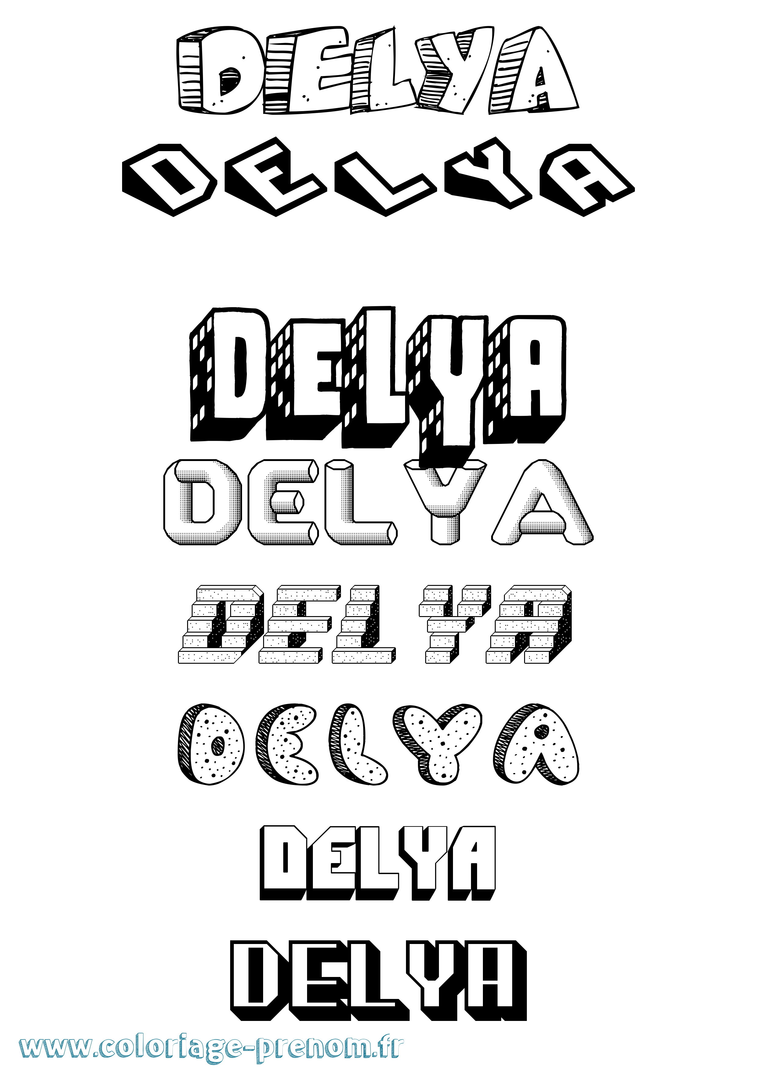 Coloriage prénom Delya Effet 3D