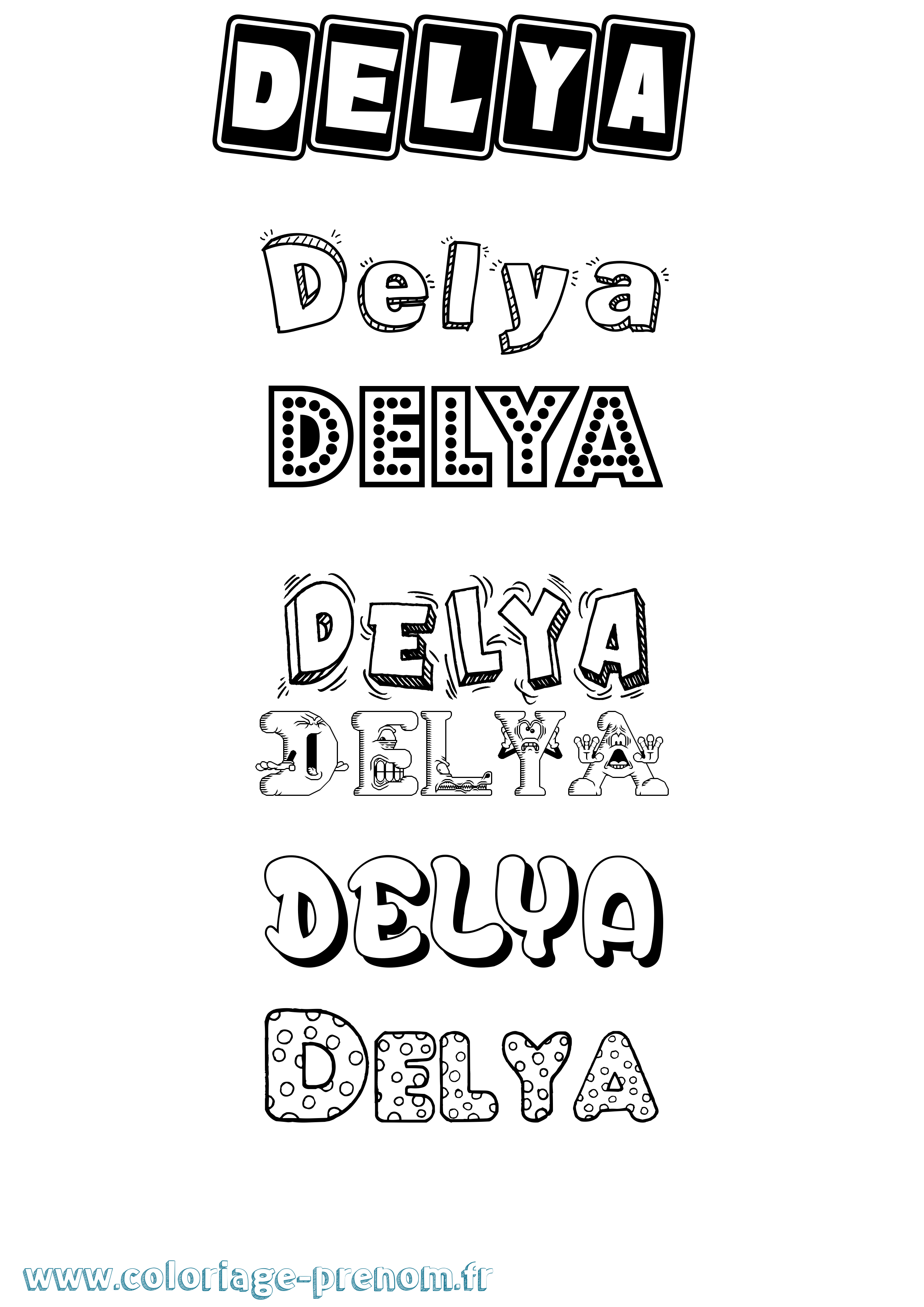 Coloriage prénom Delya Fun