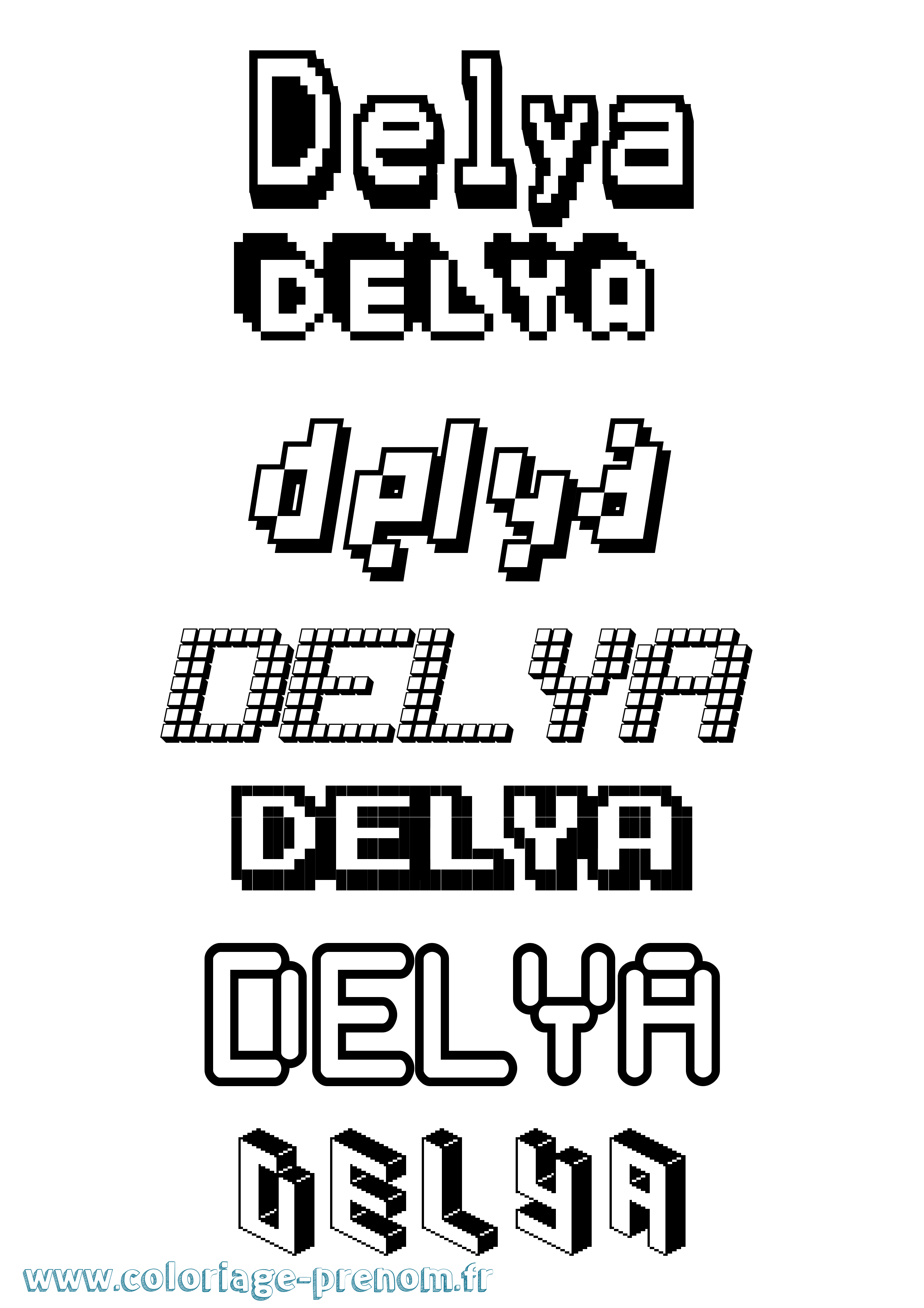 Coloriage prénom Delya Pixel
