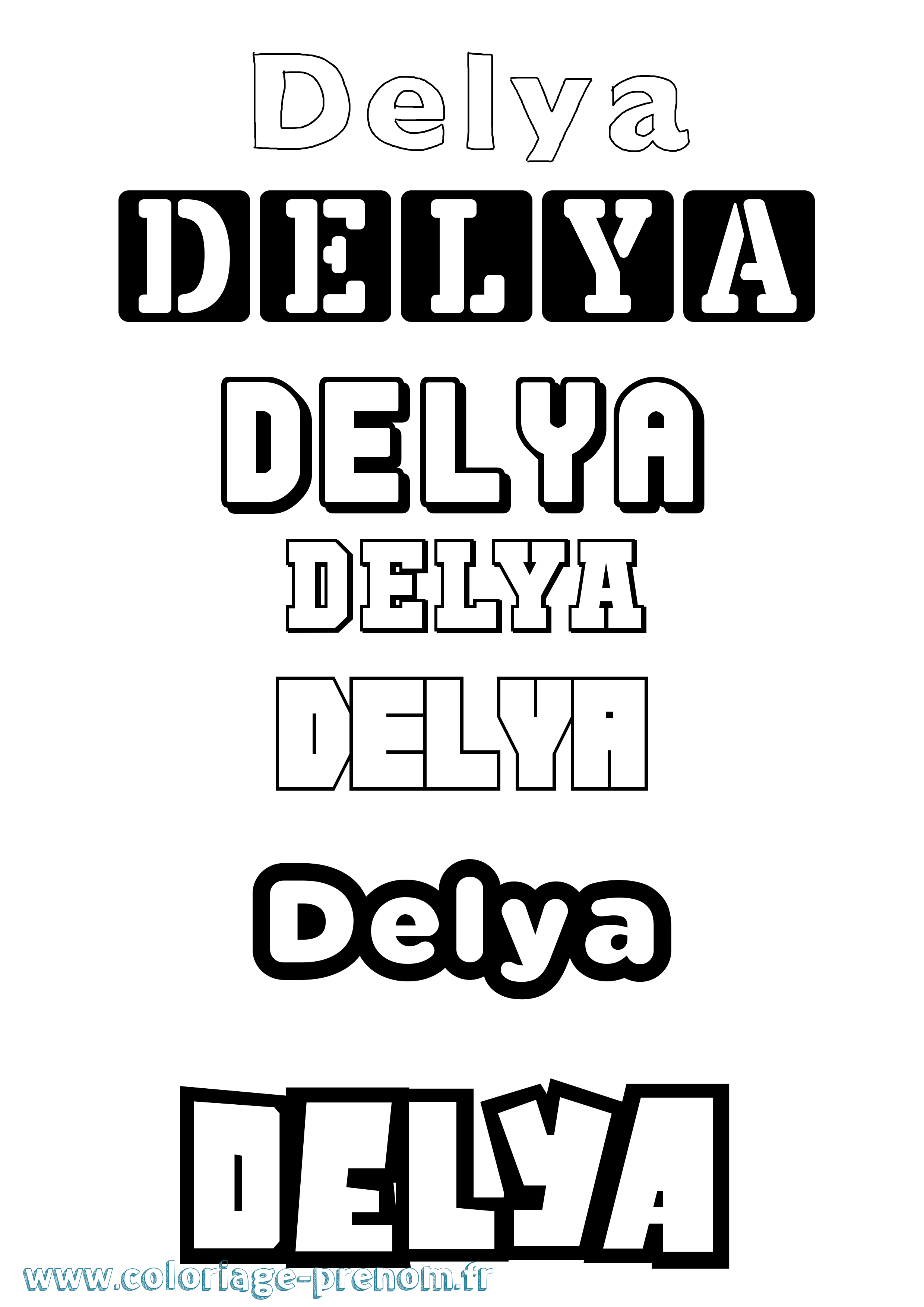 Coloriage prénom Delya Simple