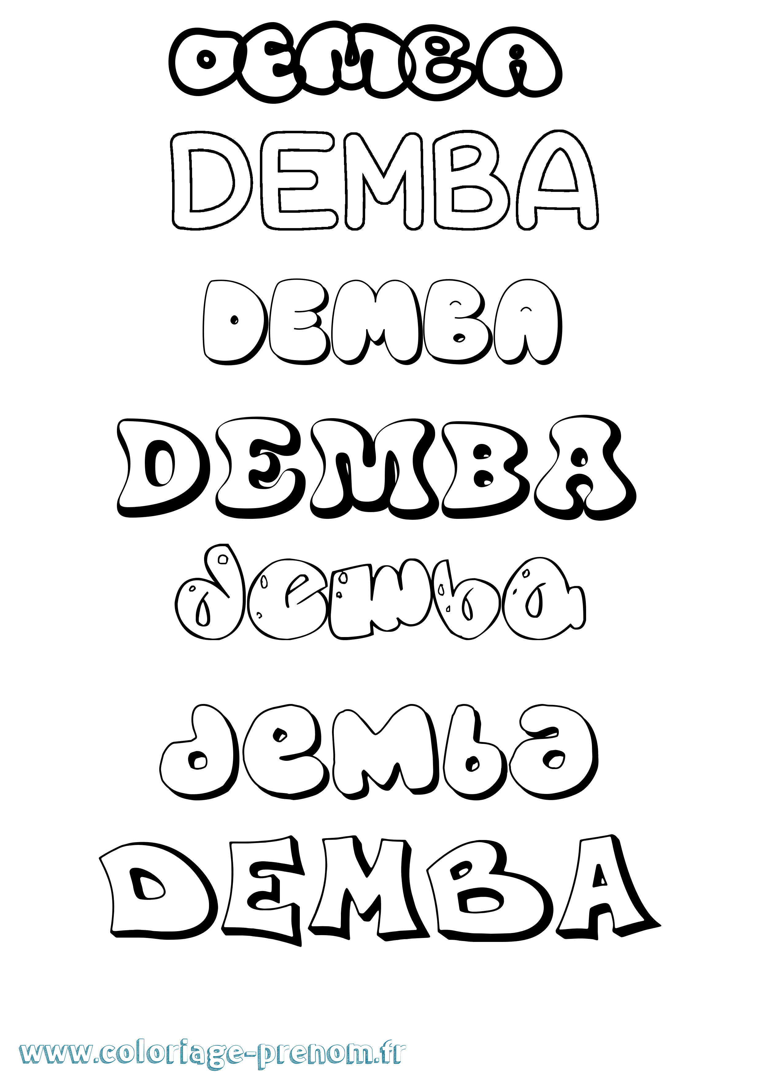 Coloriage prénom Demba Bubble