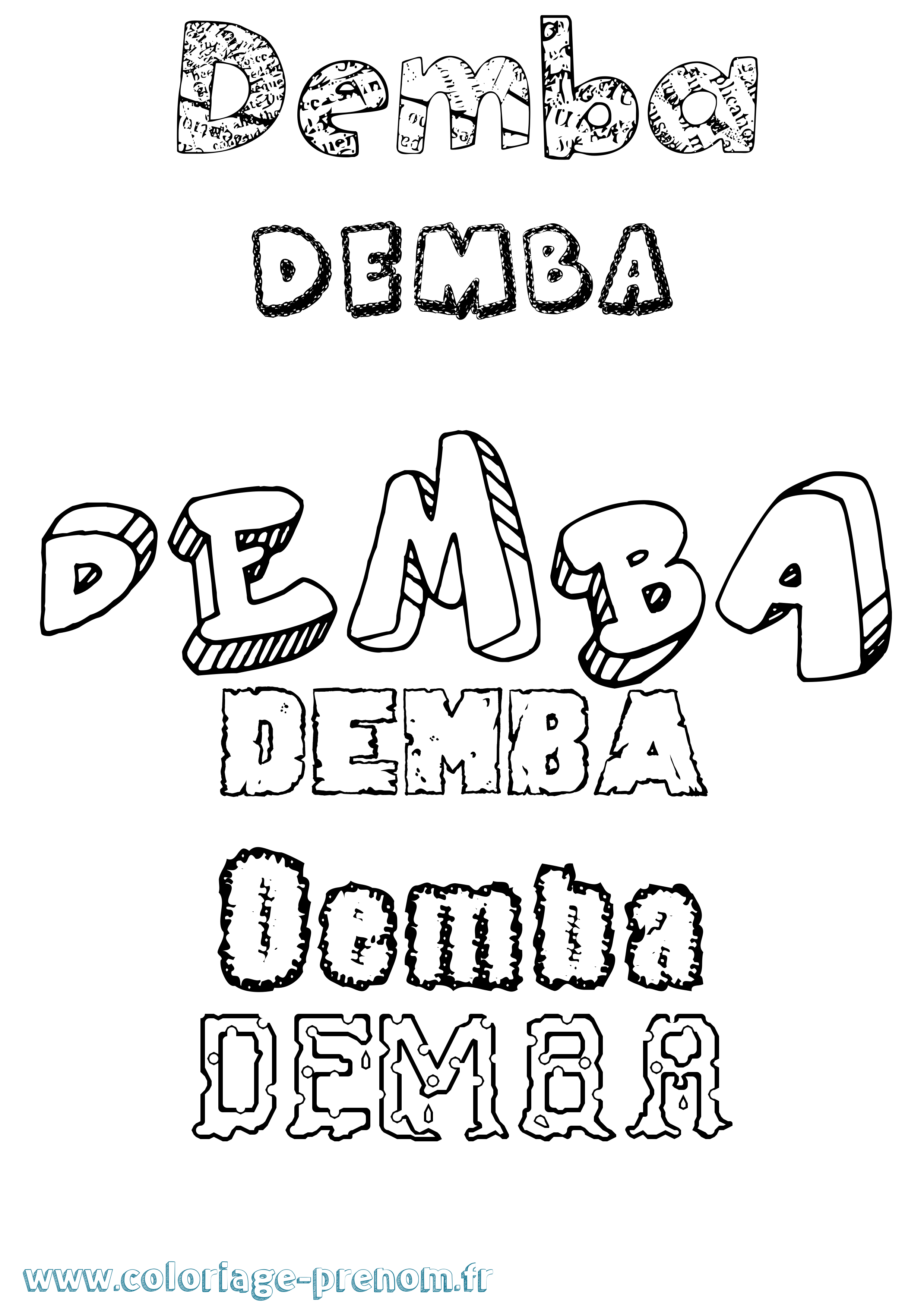 Coloriage prénom Demba Destructuré