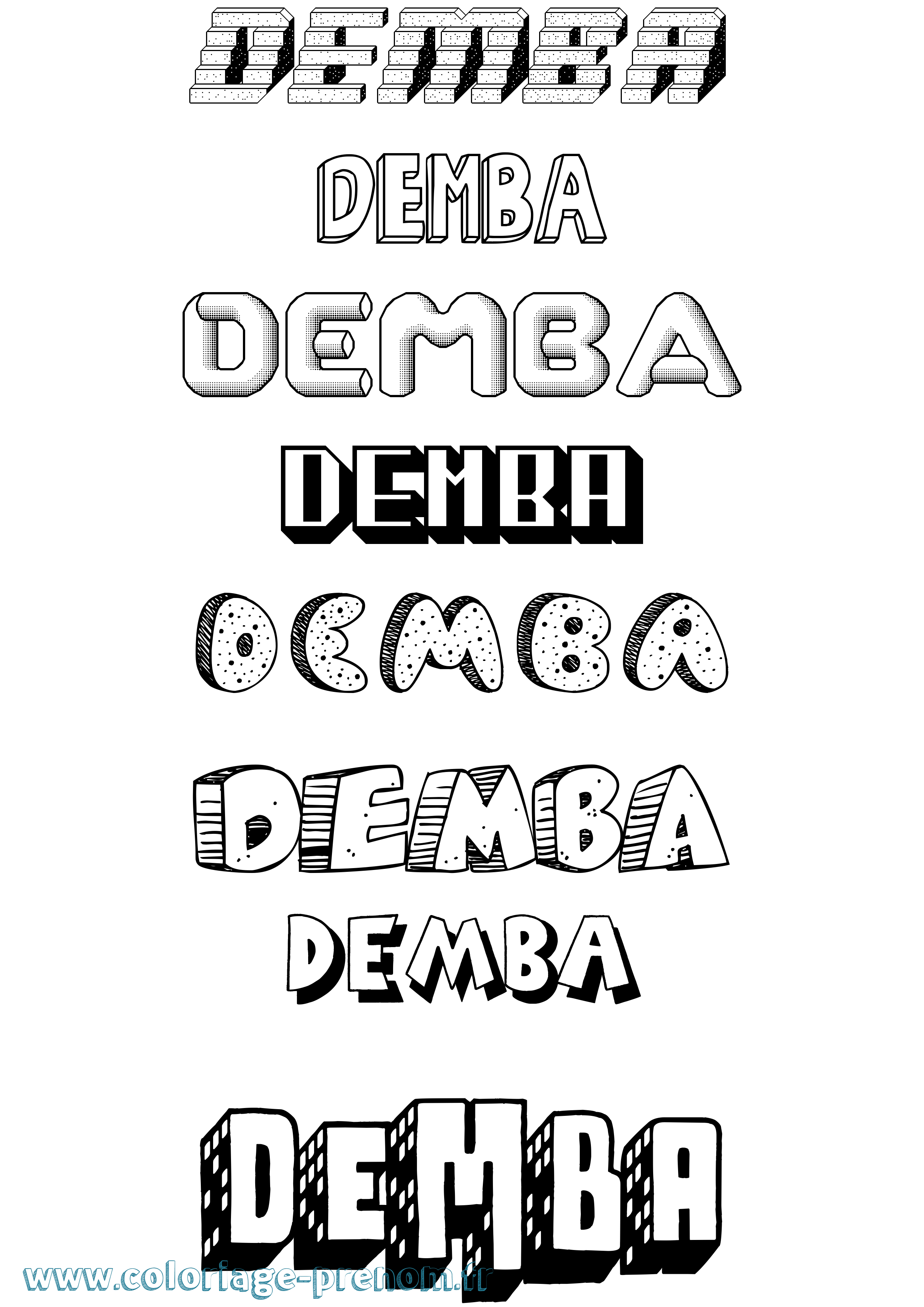 Coloriage prénom Demba