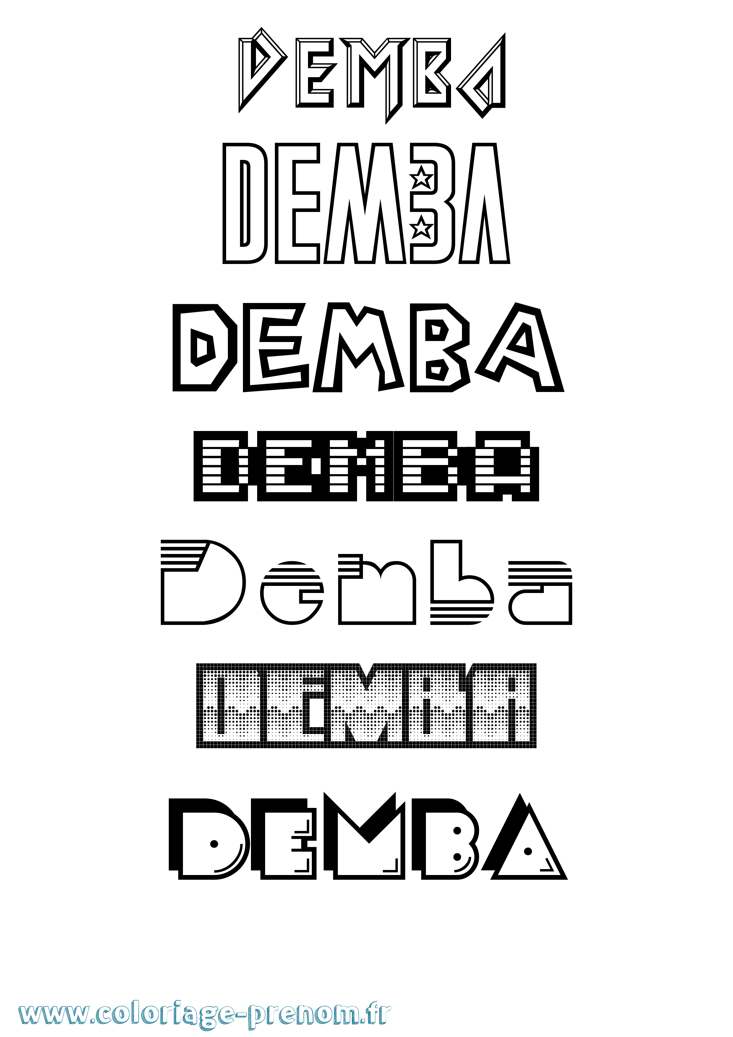 Coloriage prénom Demba Jeux Vidéos