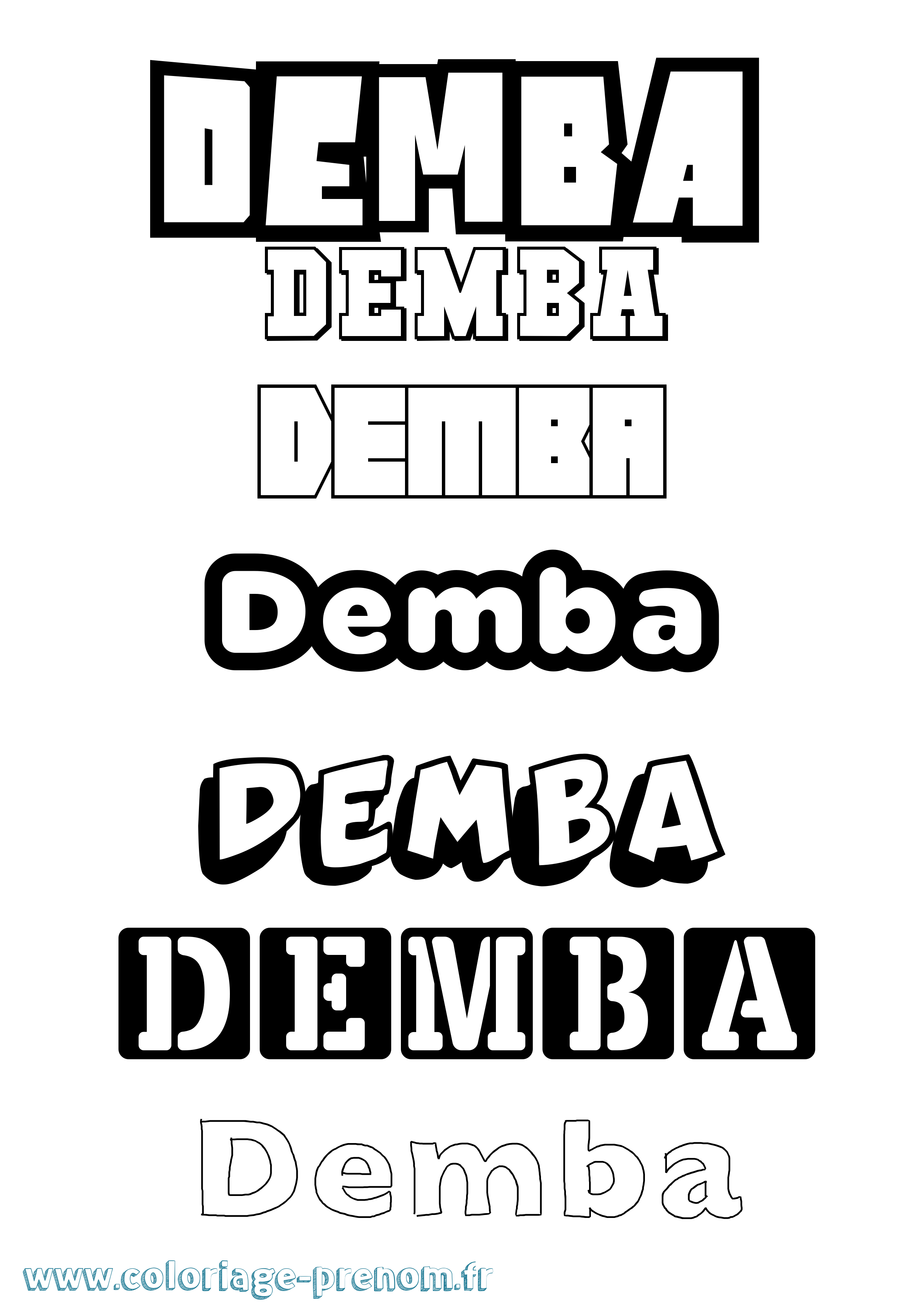 Coloriage prénom Demba Simple