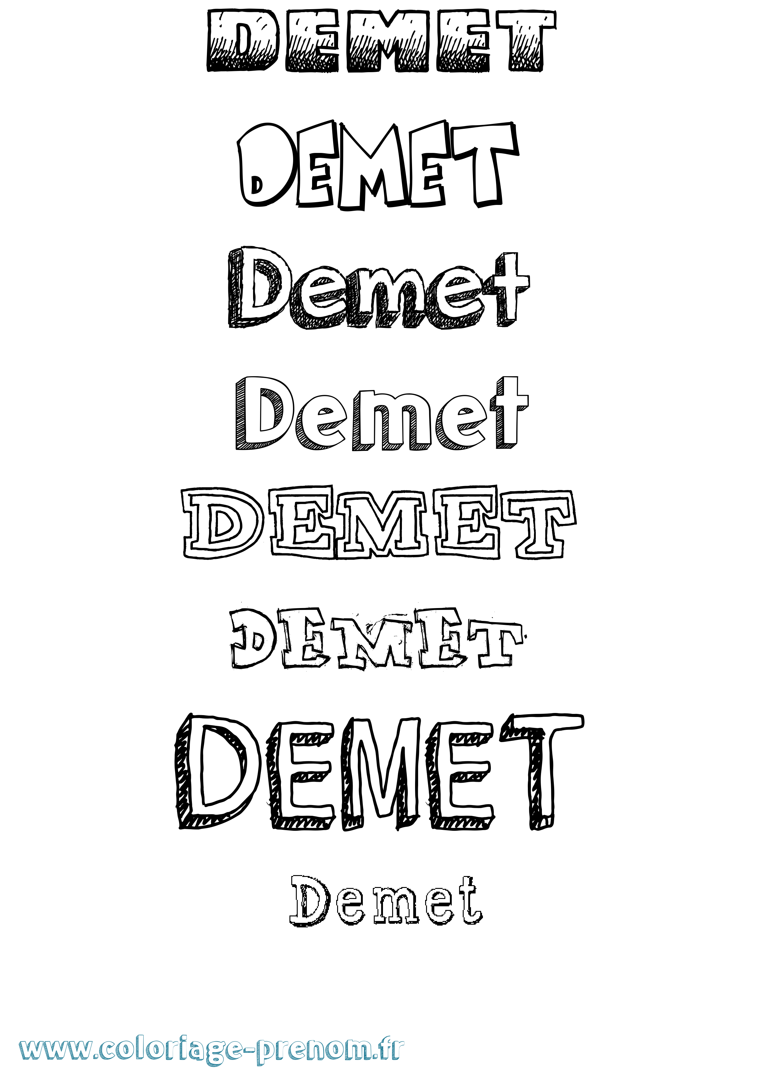 Coloriage prénom Demet Dessiné