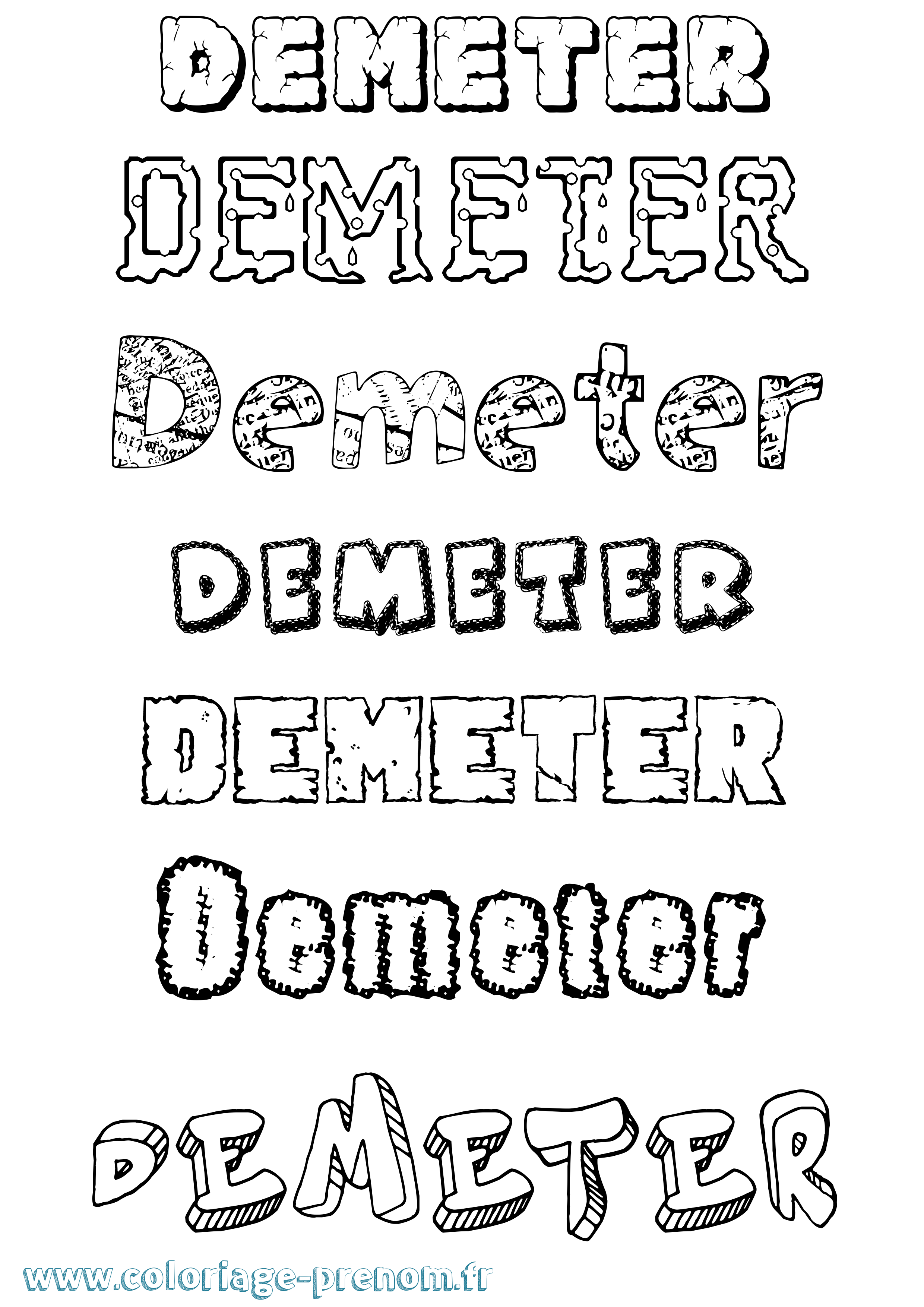 Coloriage prénom Demeter Destructuré