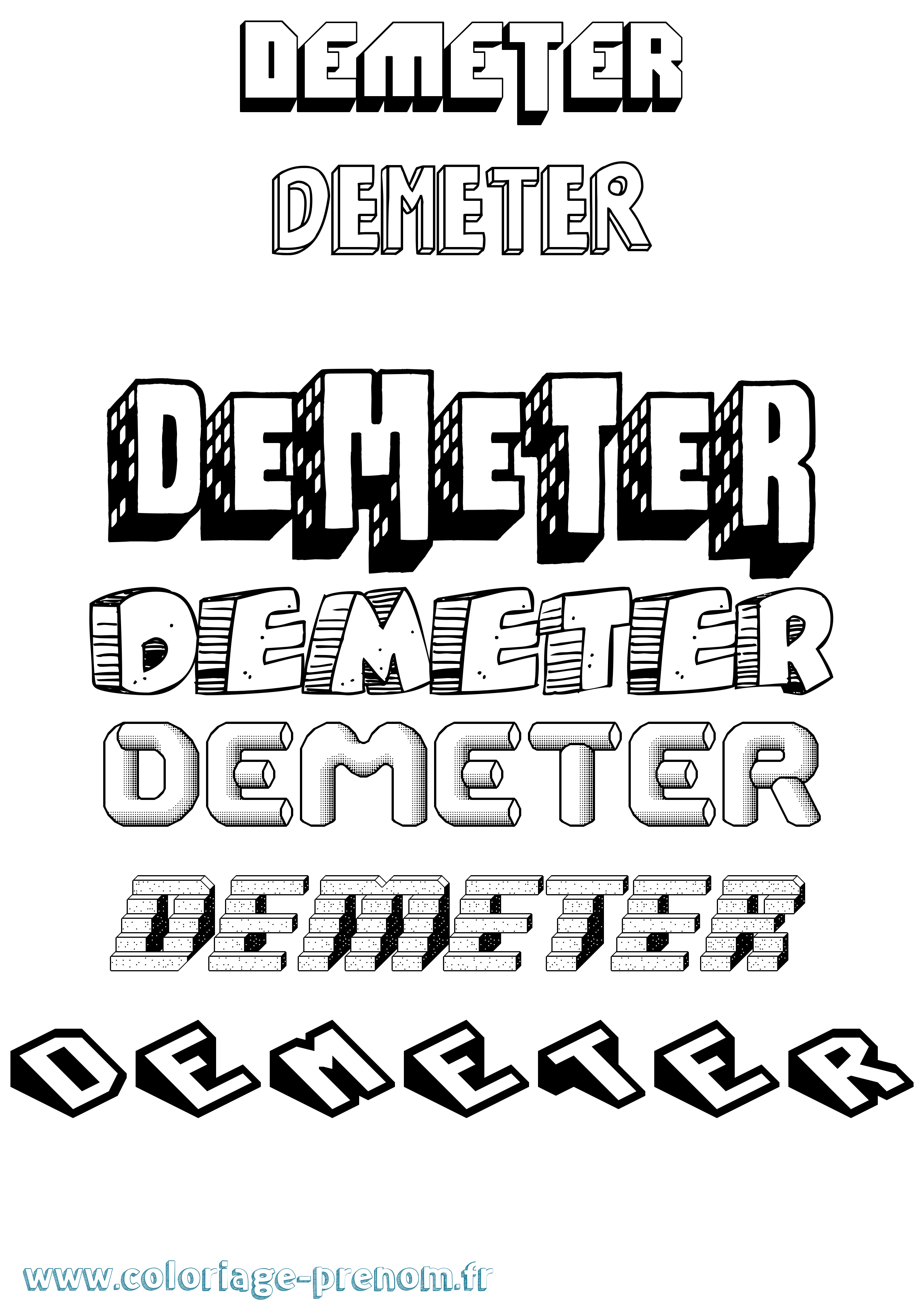 Coloriage prénom Demeter Effet 3D