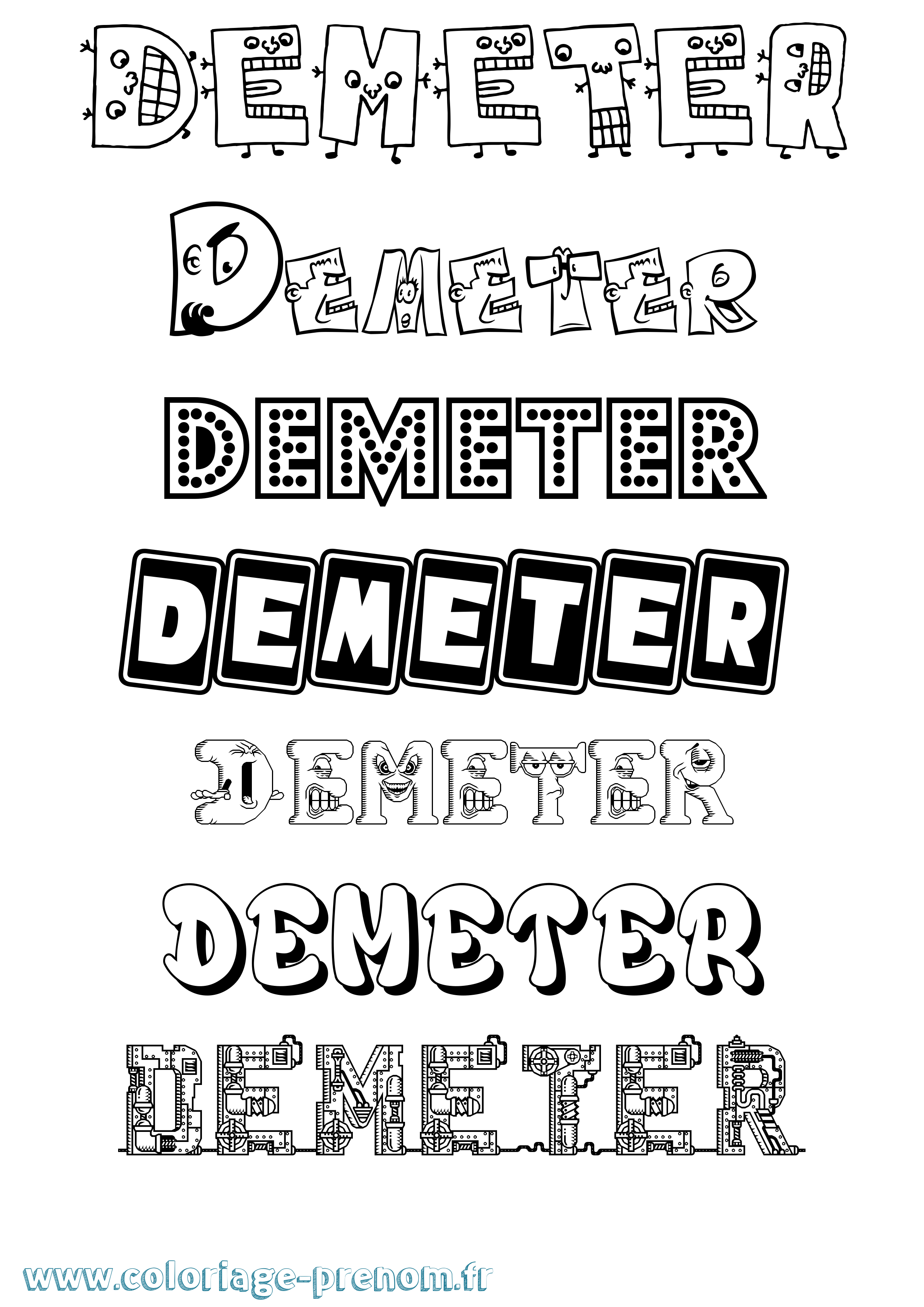 Coloriage prénom Demeter Fun