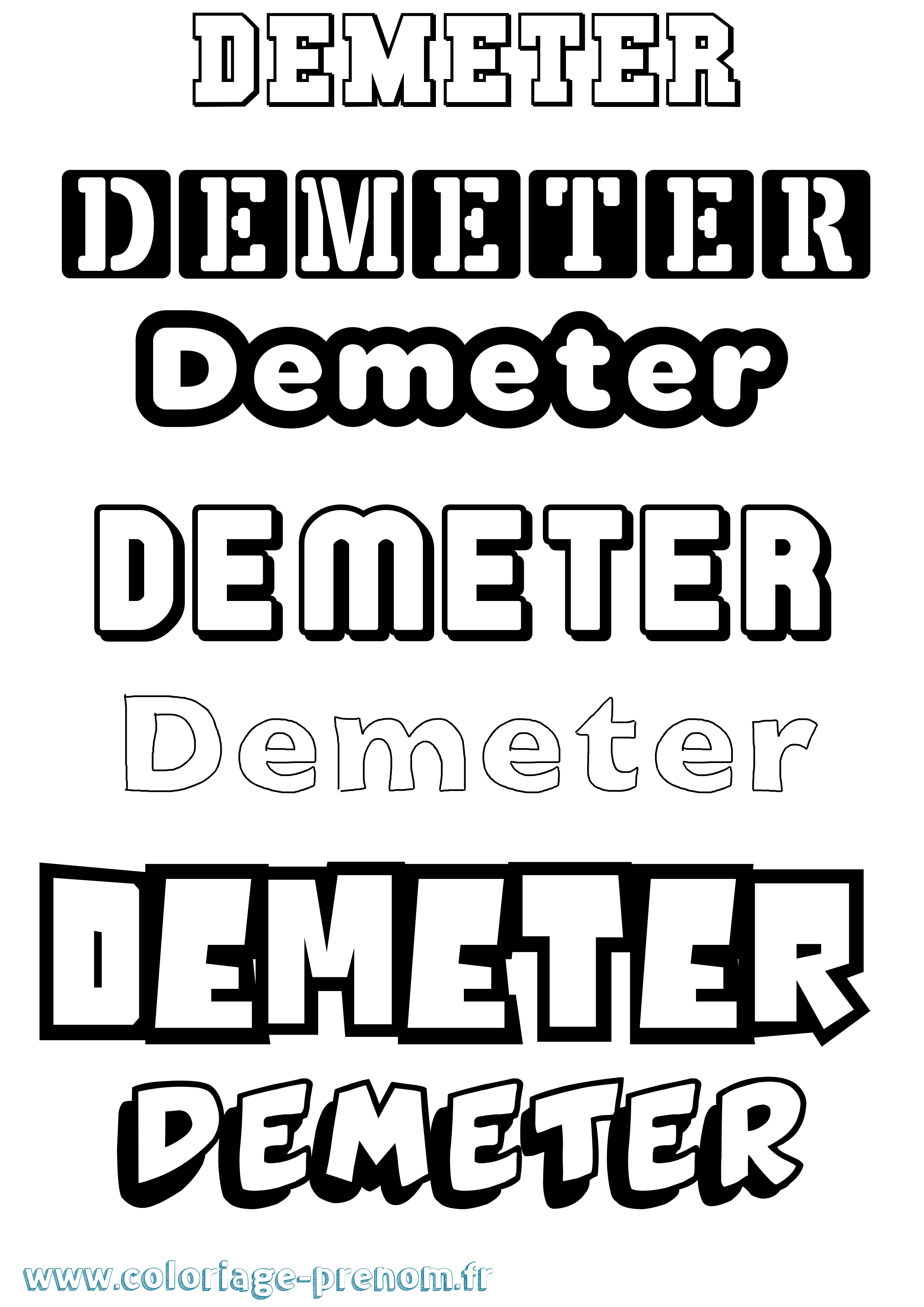 Coloriage prénom Demeter Simple