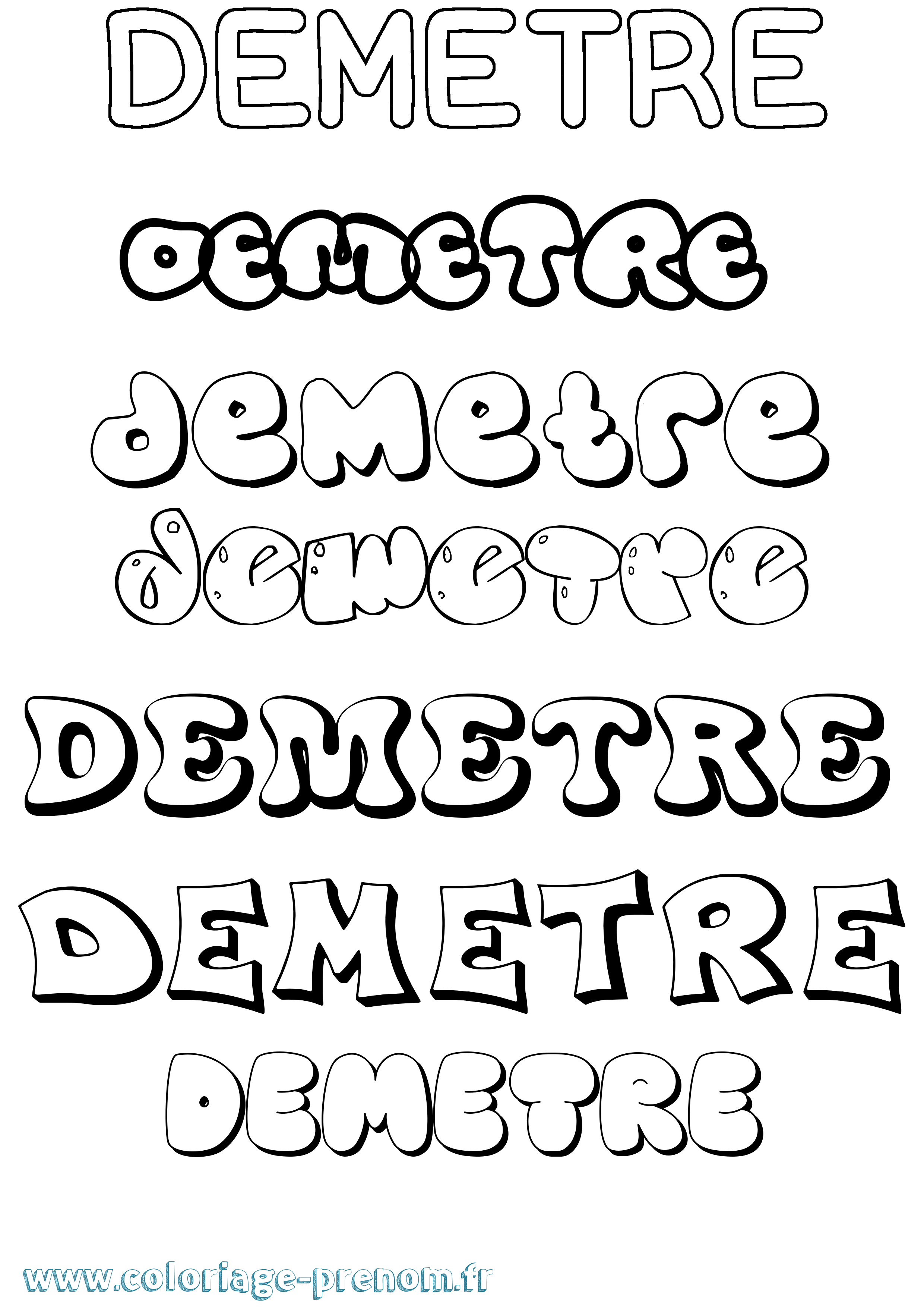 Coloriage Demetre Bubble Coloriage prénom Demetre Bubble