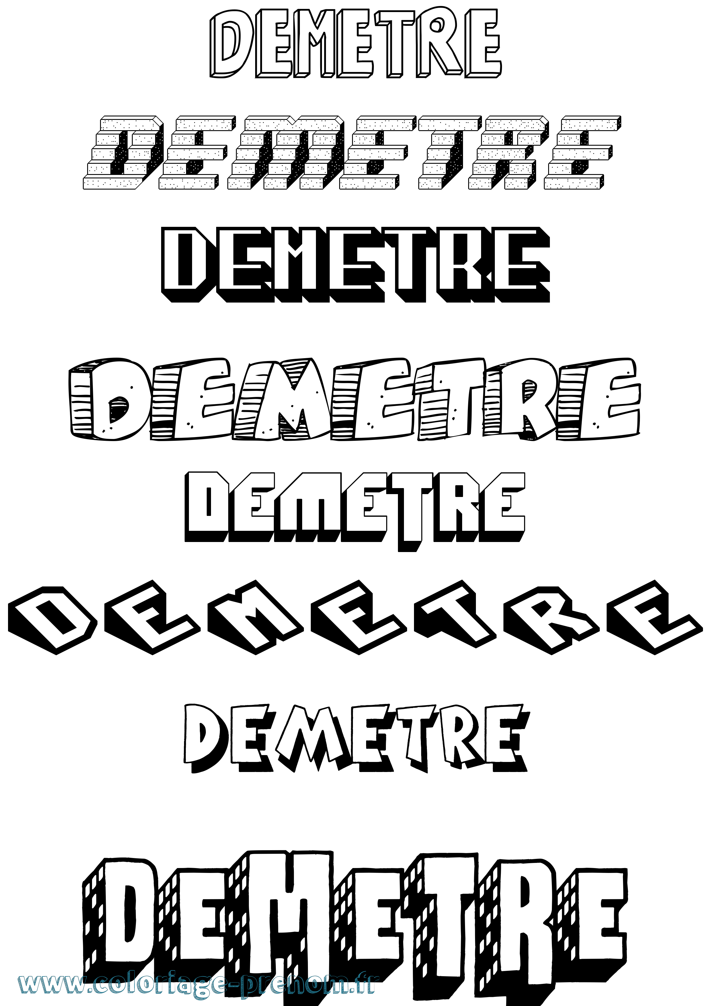 Coloriage Demetre Effet 3D Coloriage prénom Demetre Effet 3D