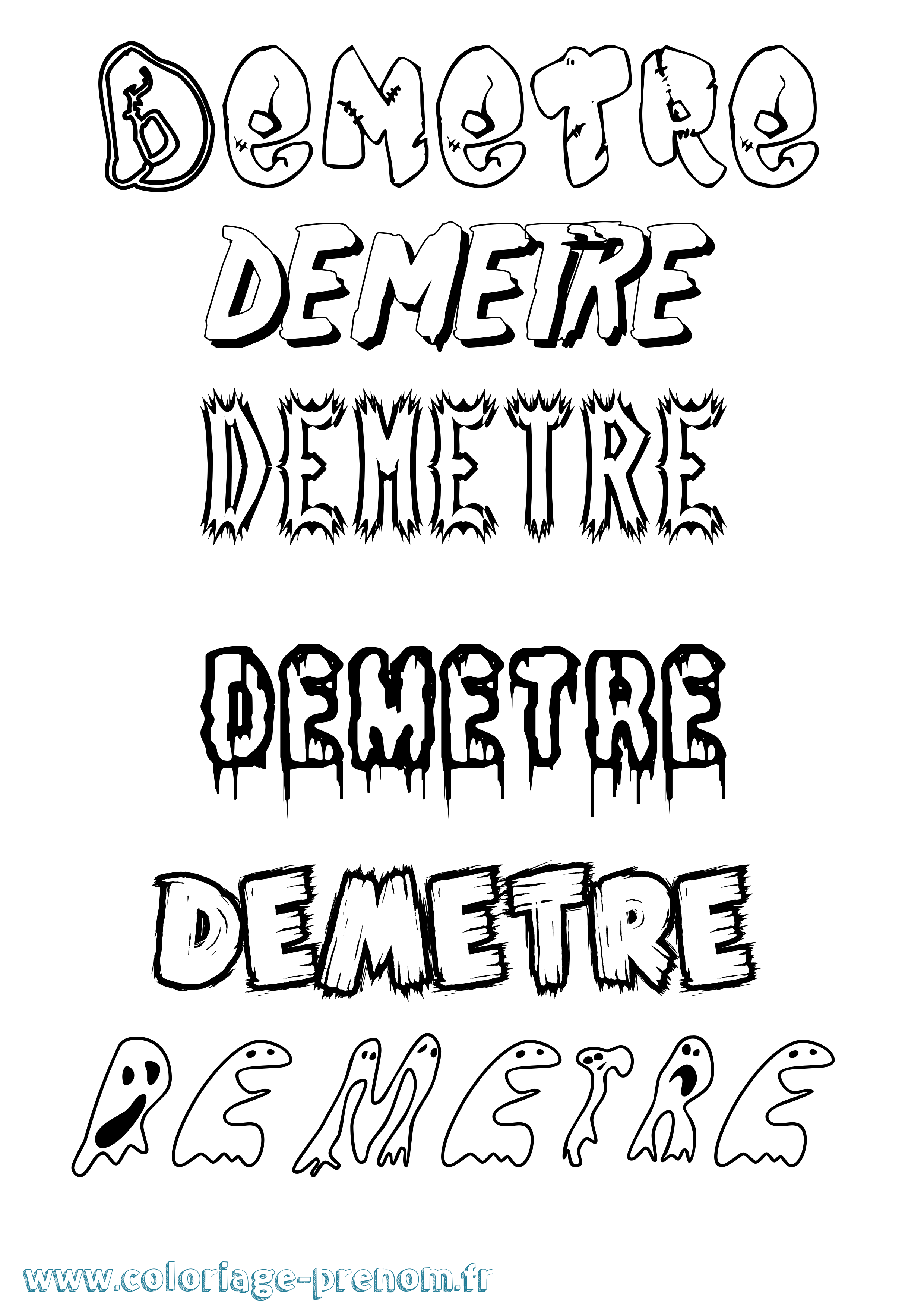Coloriage Demetre Frisson Coloriage prénom Demetre Frisson