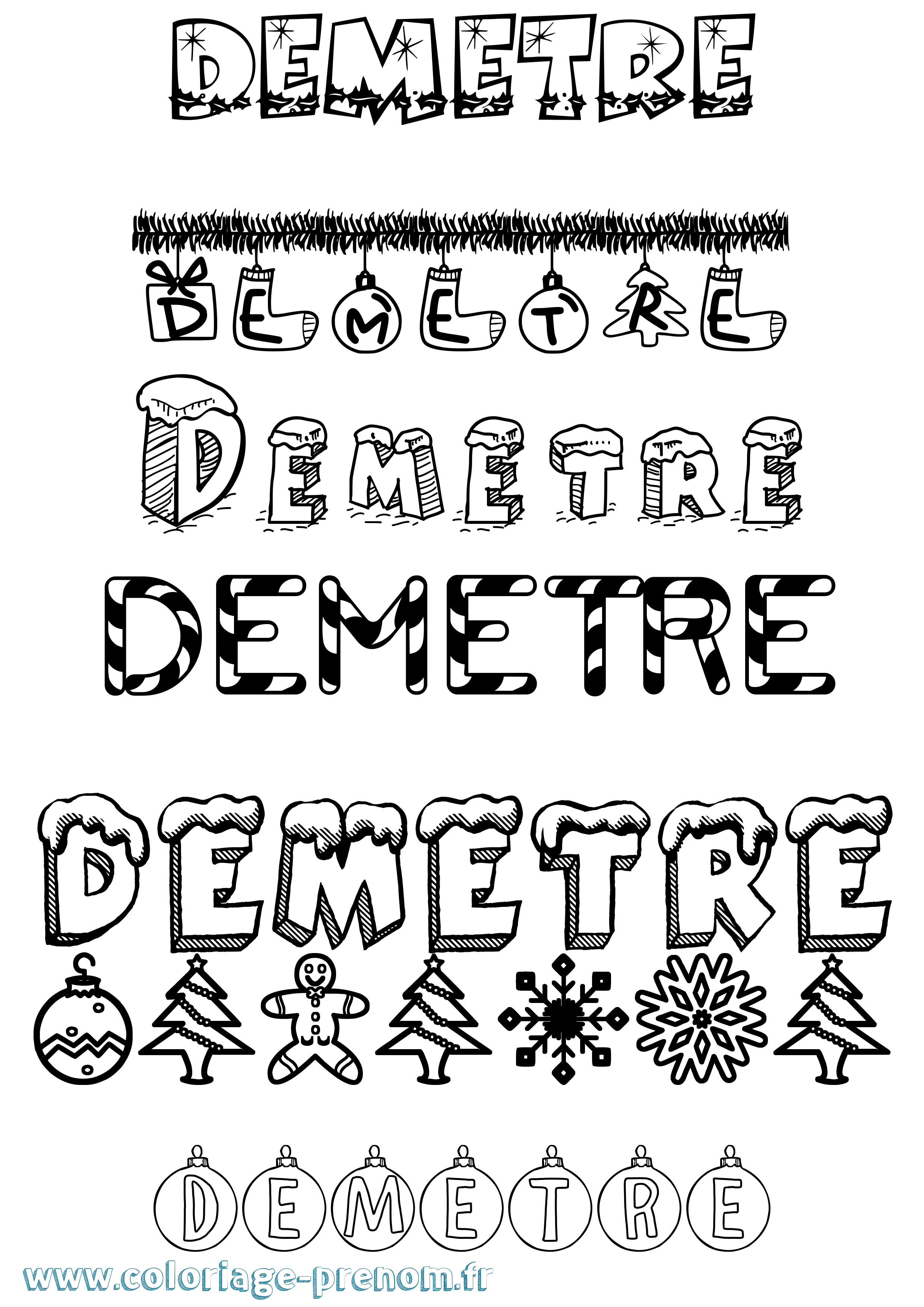 Coloriage Demetre Noël Coloriage prénom Demetre Noël