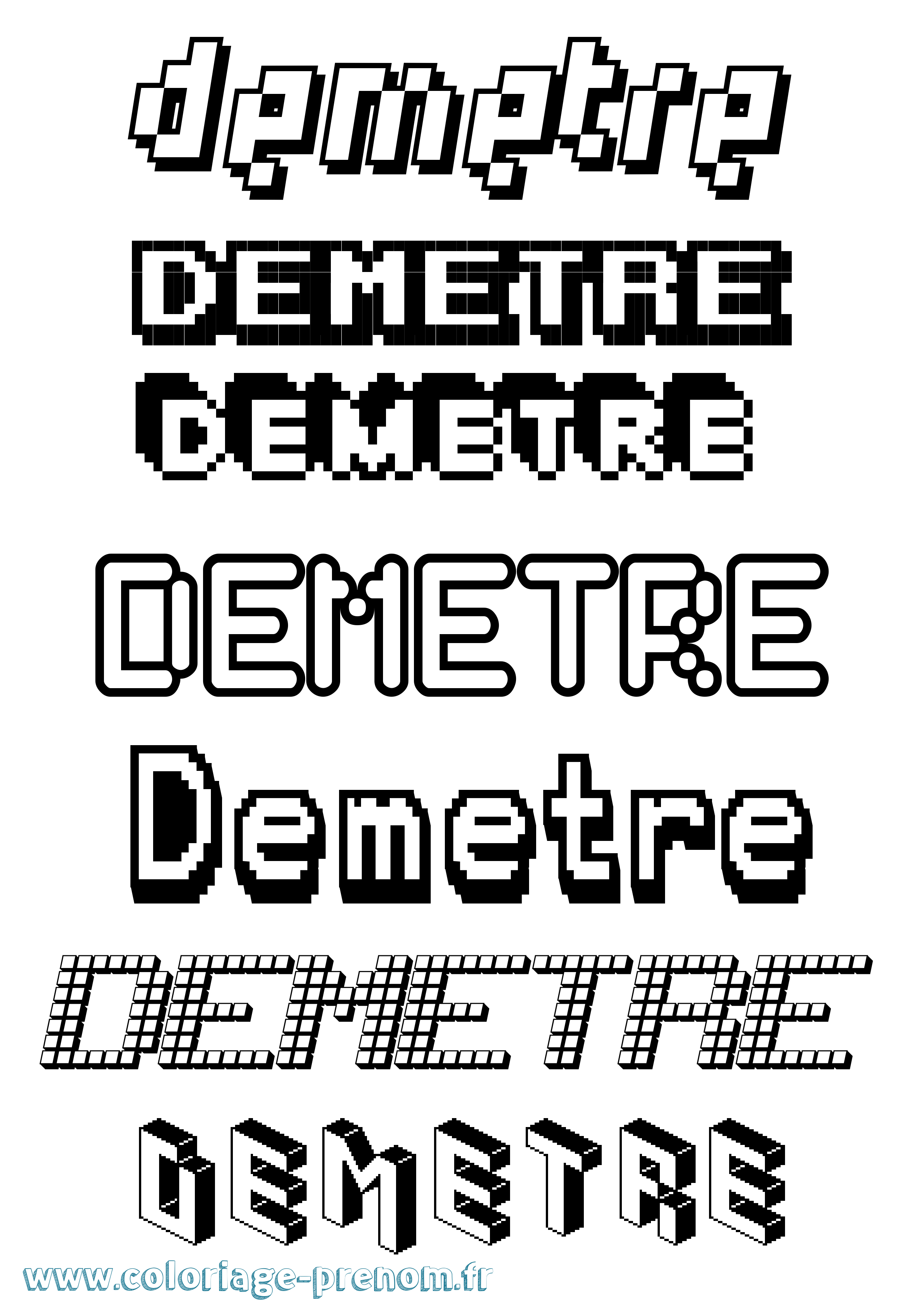 Coloriage Demetre Pixel Coloriage prénom Demetre Pixel