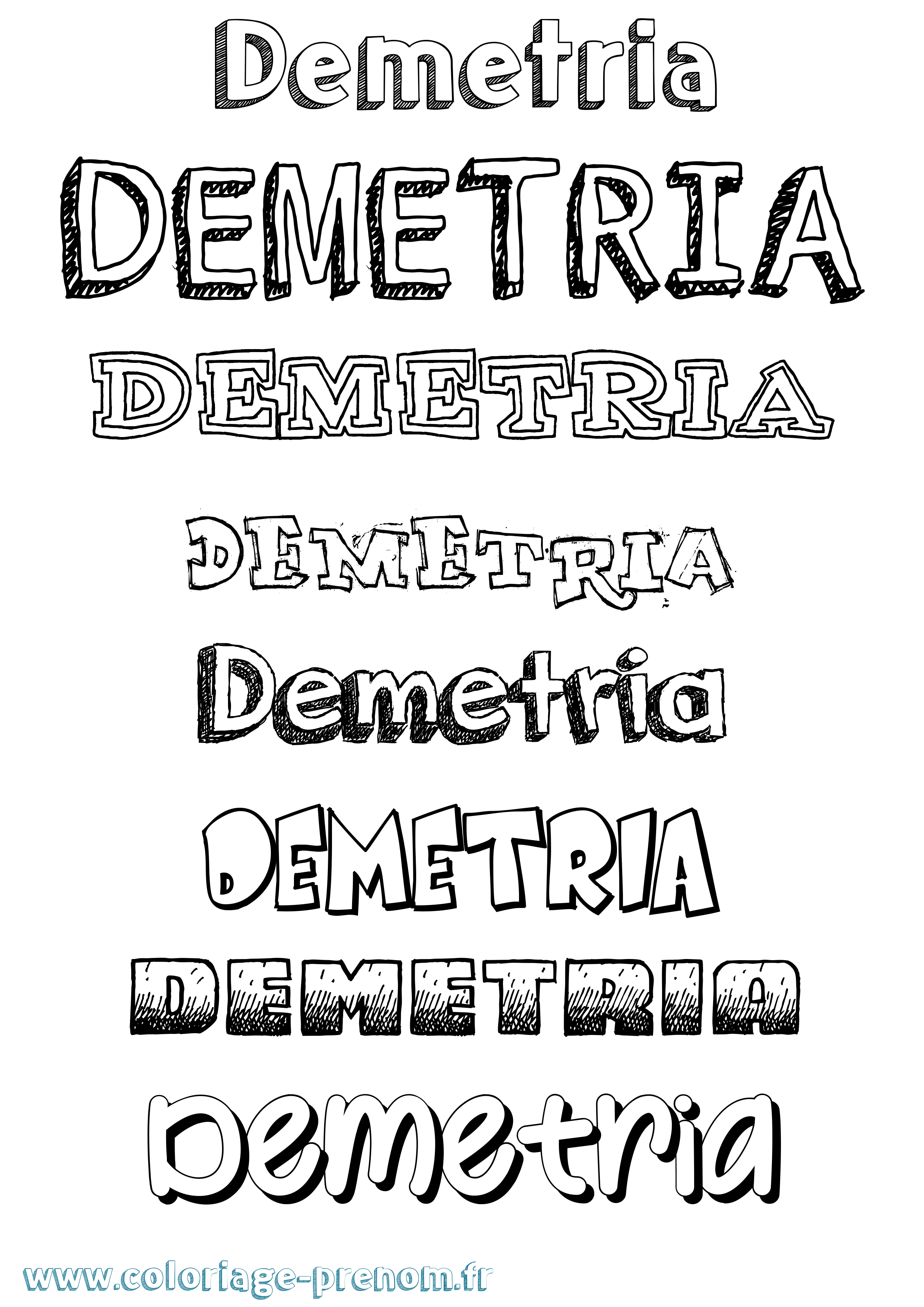 Coloriage prénom Demetria Dessiné