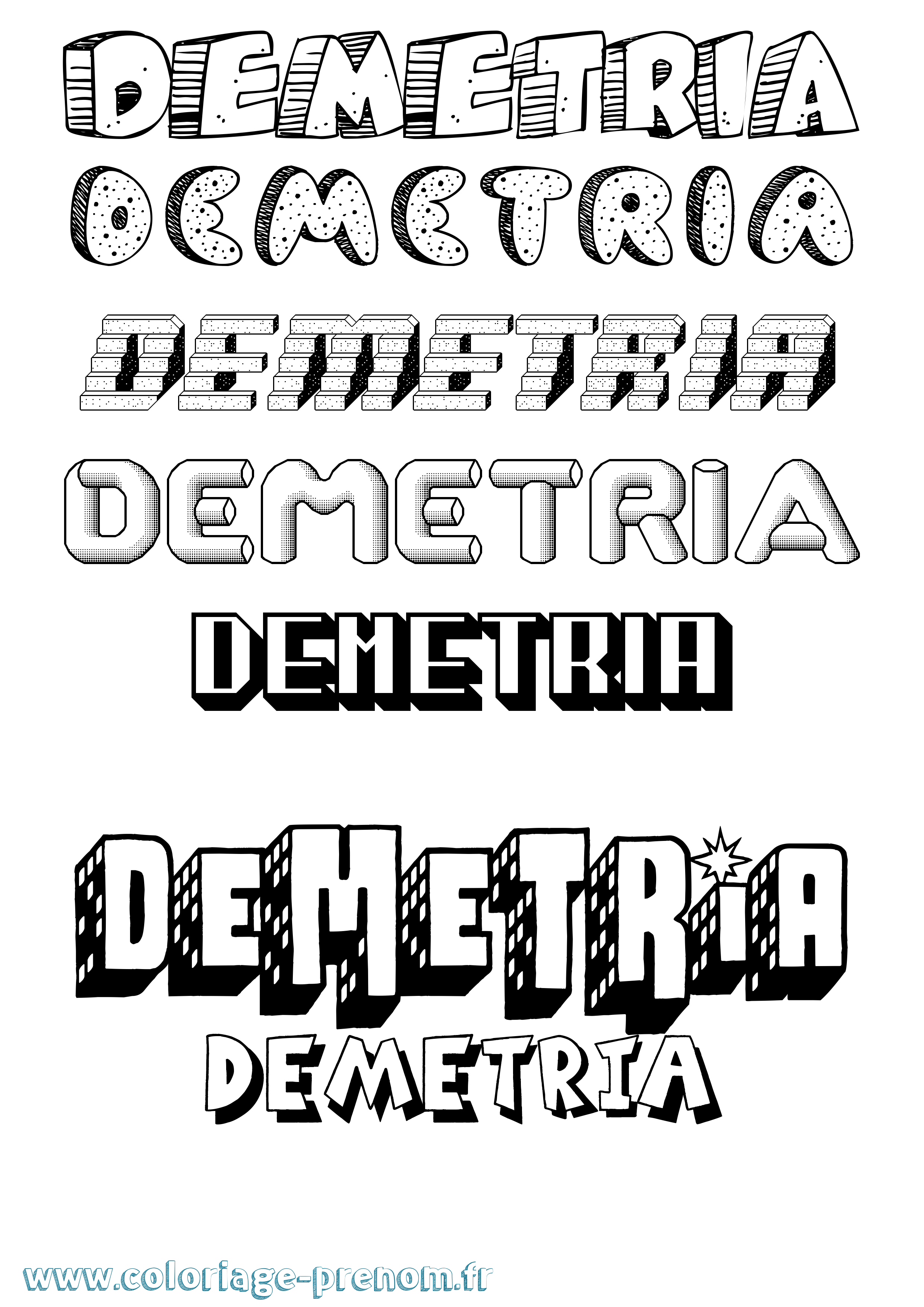 Coloriage prénom Demetria Effet 3D