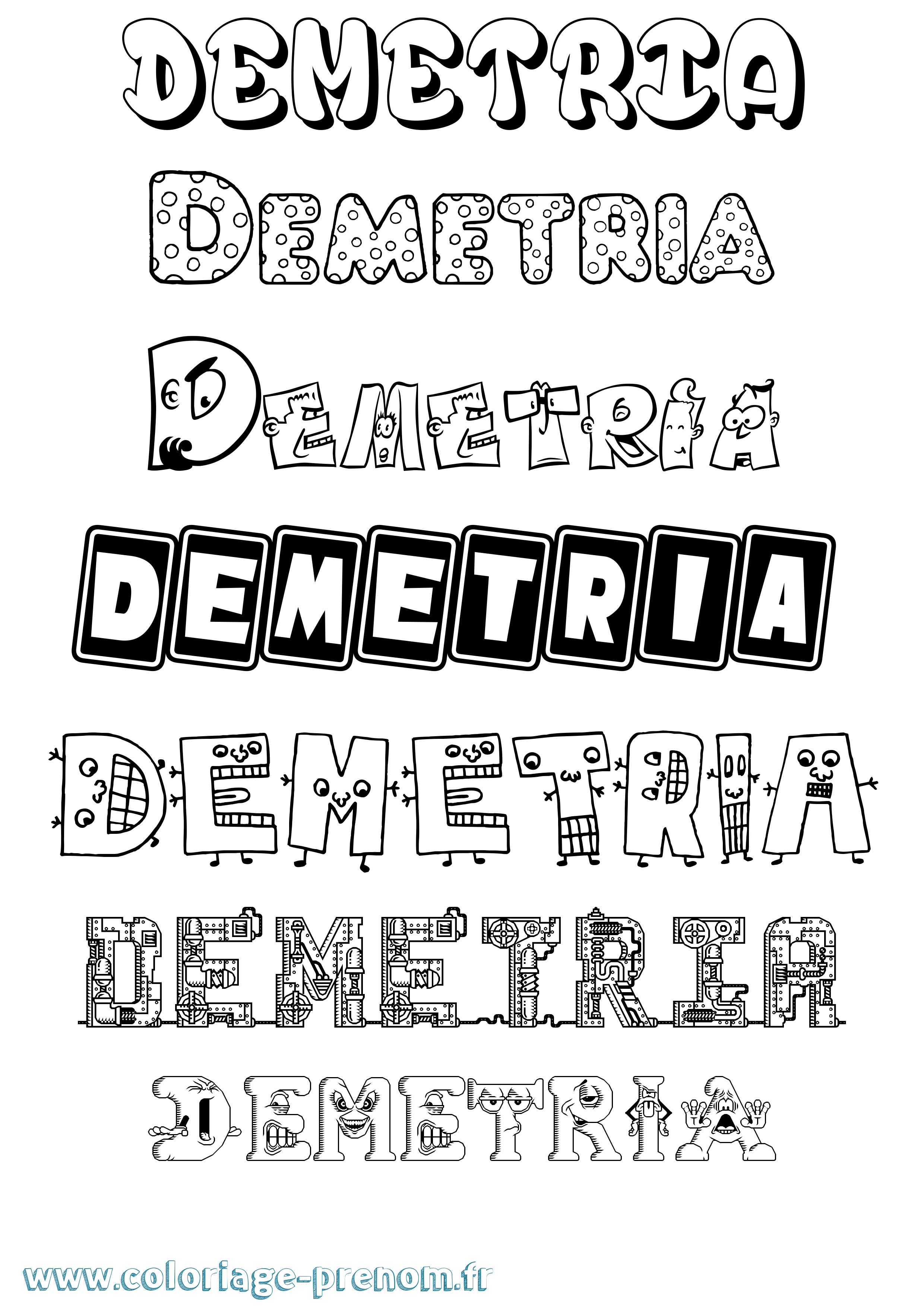 Coloriage prénom Demetria Fun