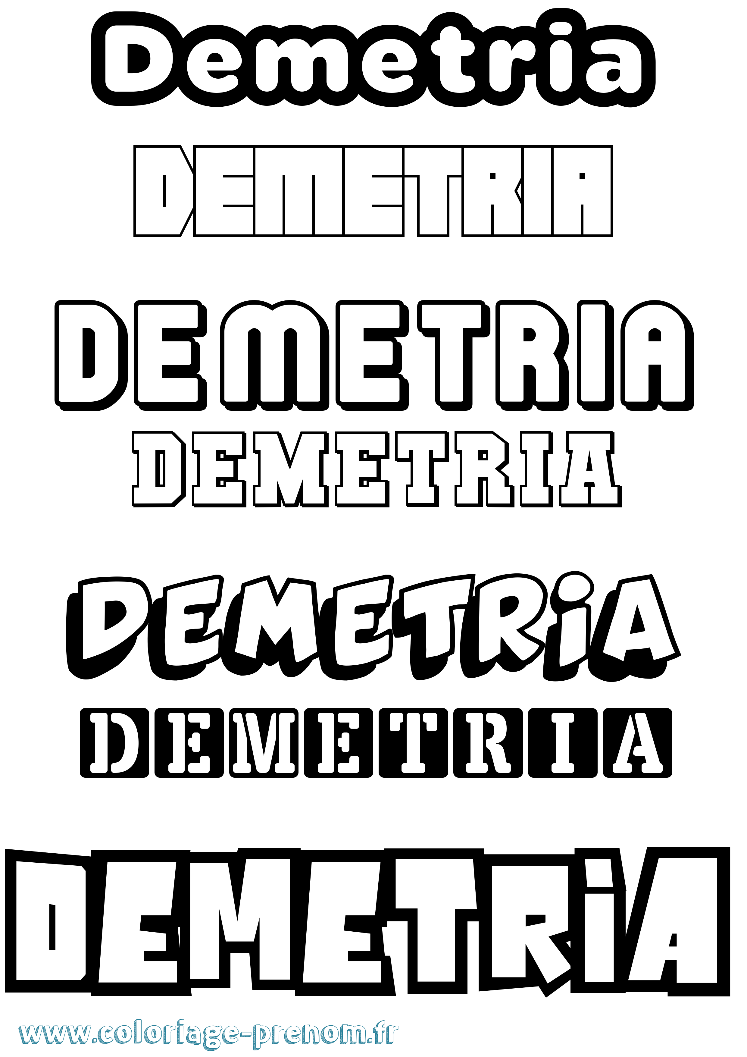 Coloriage prénom Demetria Simple