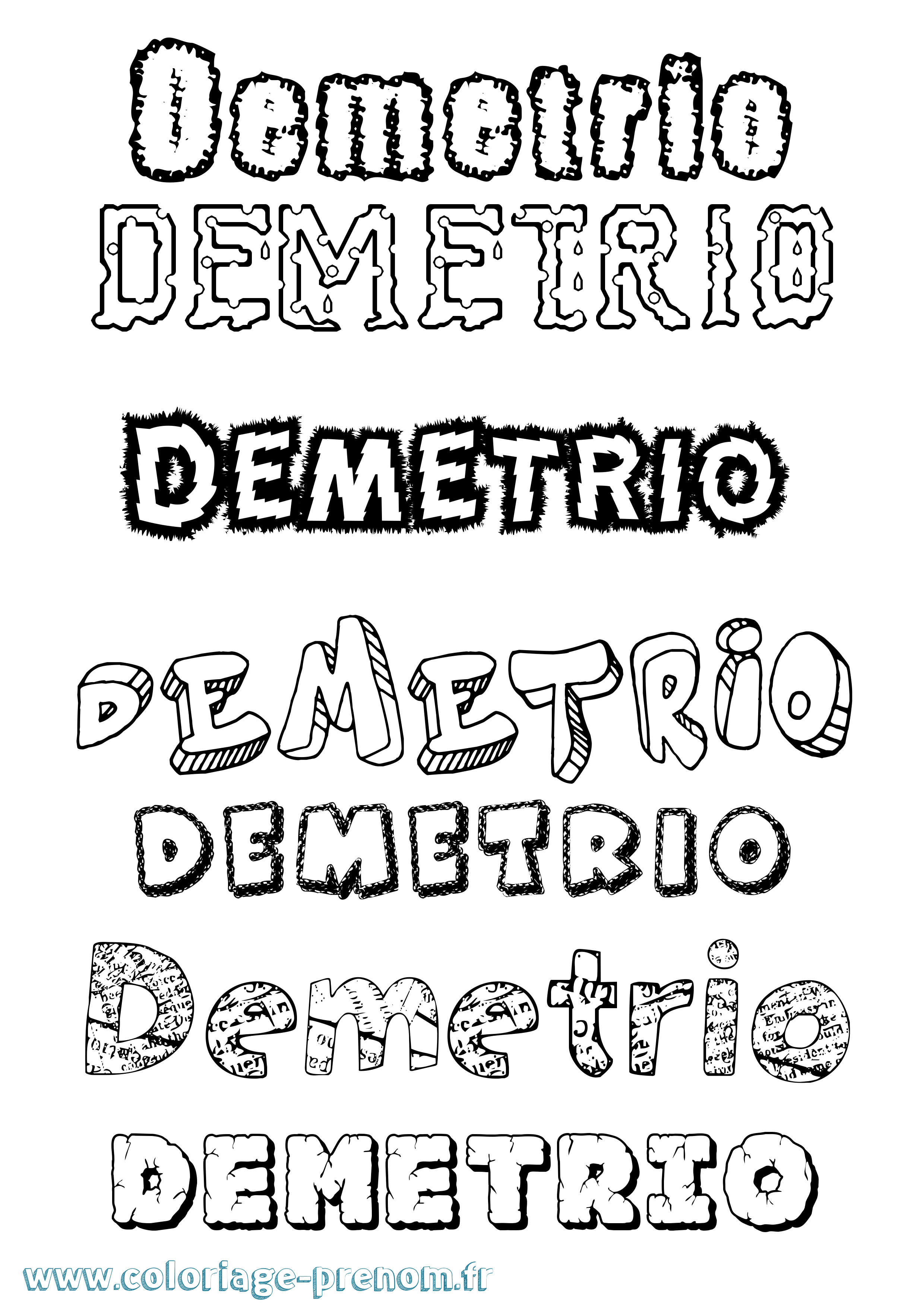 Coloriage prénom Demetrio Destructuré