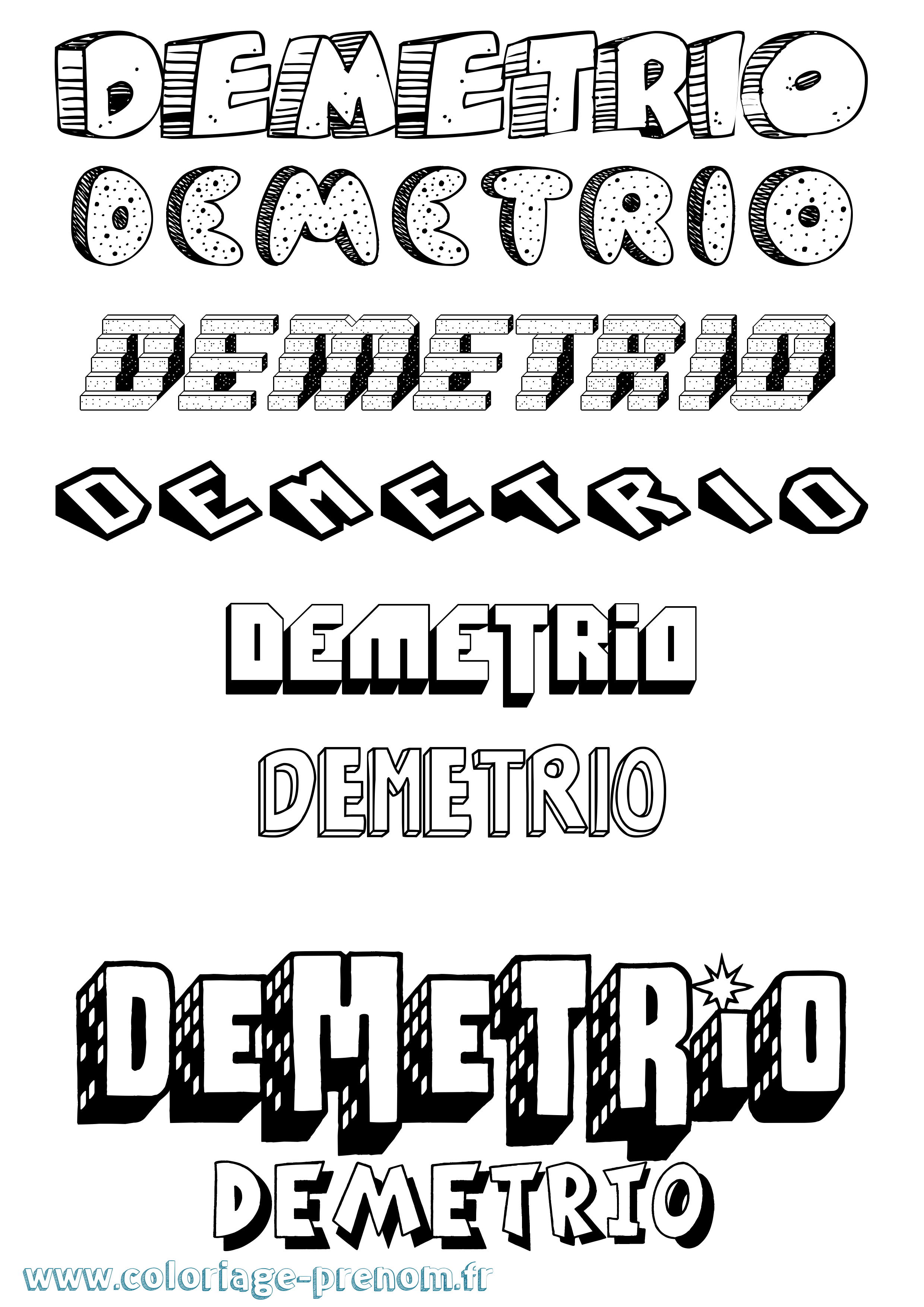 Coloriage prénom Demetrio Effet 3D