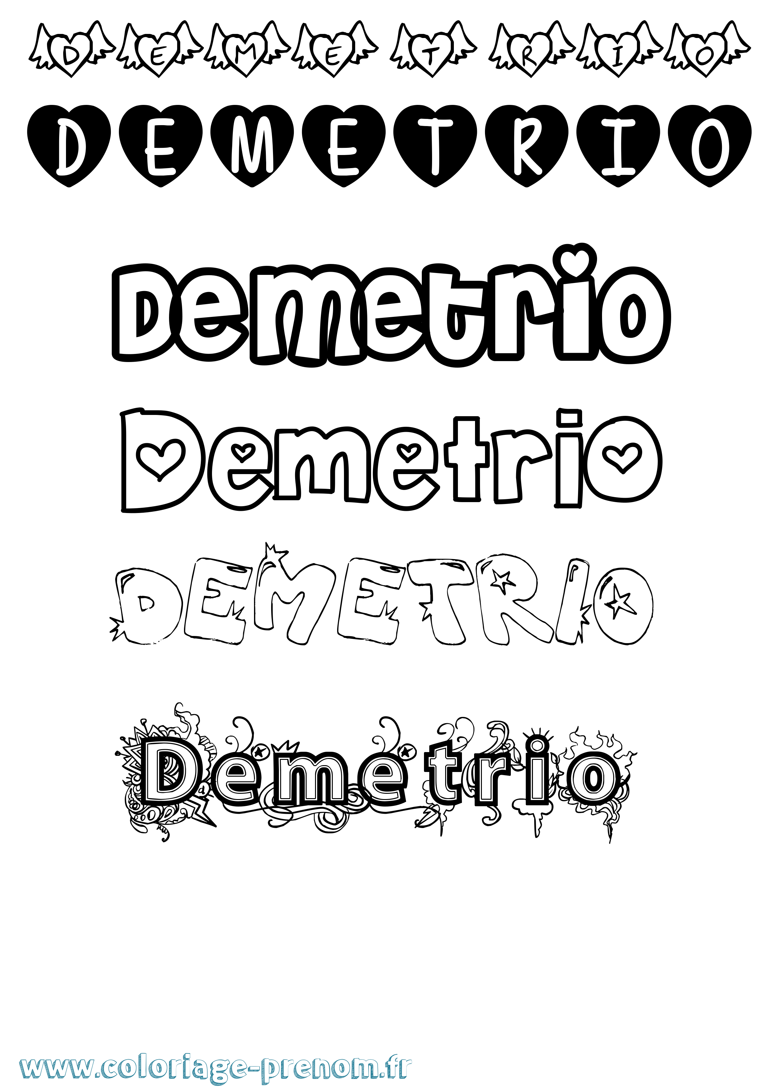 Coloriage prénom Demetrio Girly