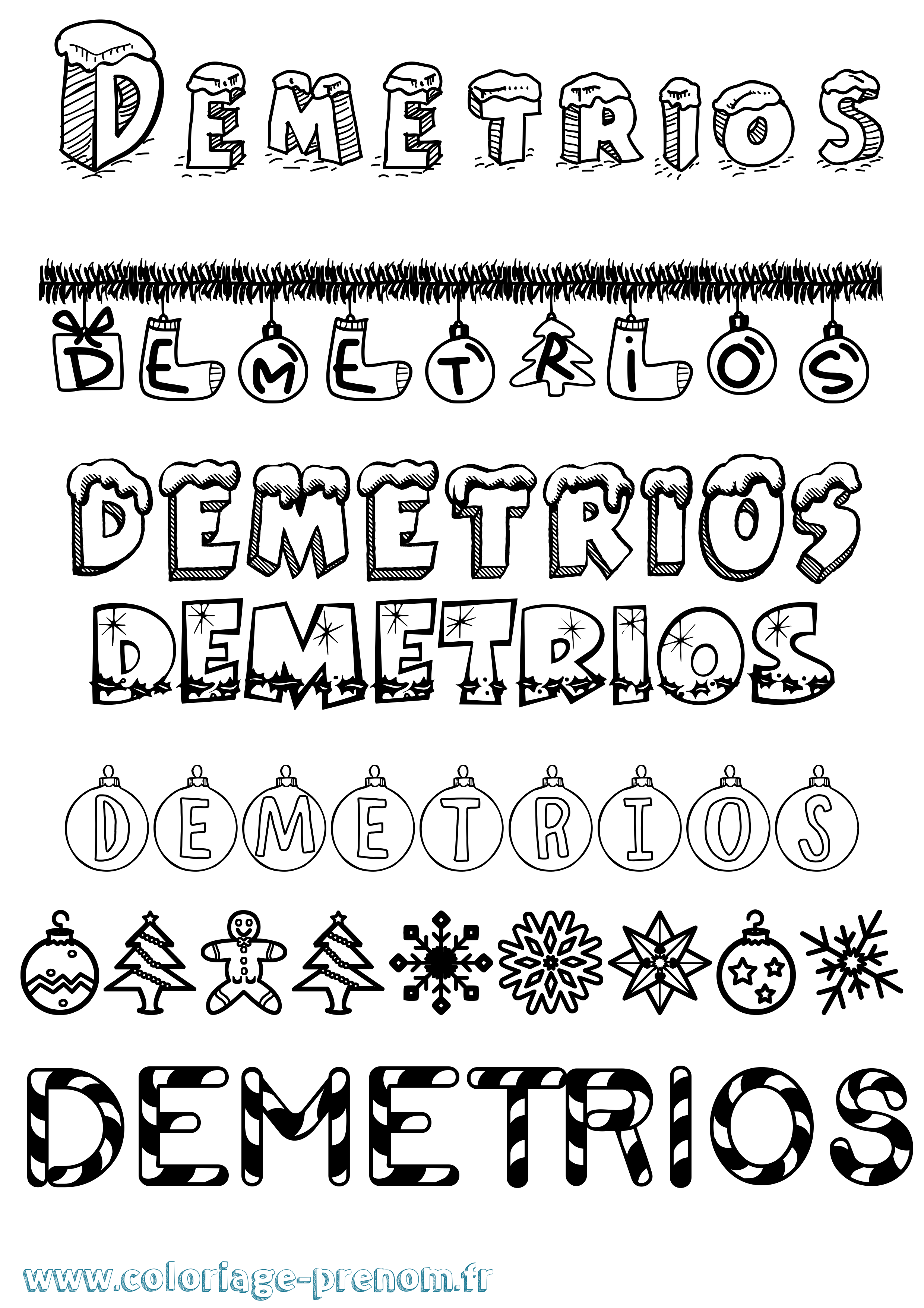 Coloriage prénom Demetrios Noël