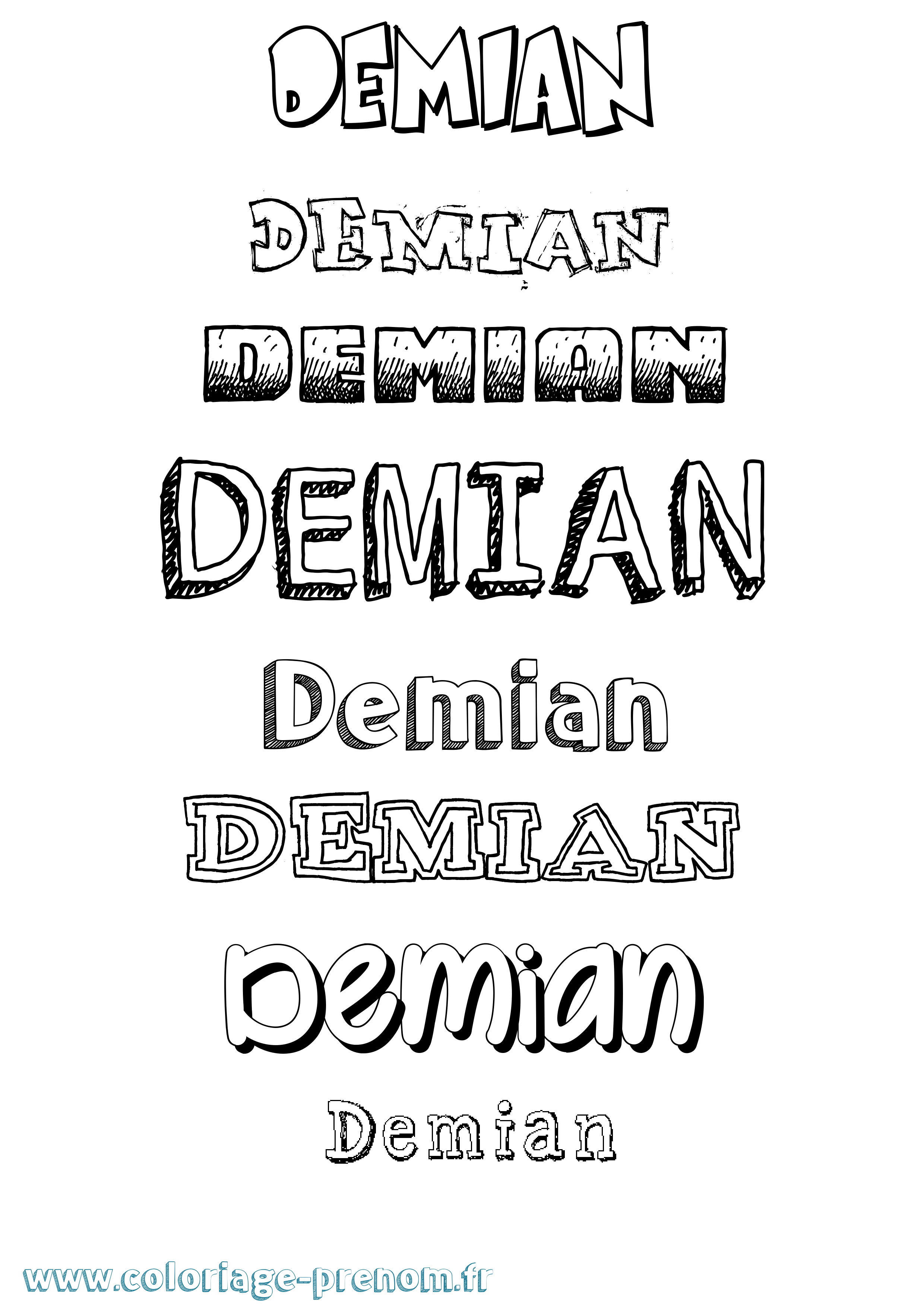 Coloriage prénom Demian Dessiné