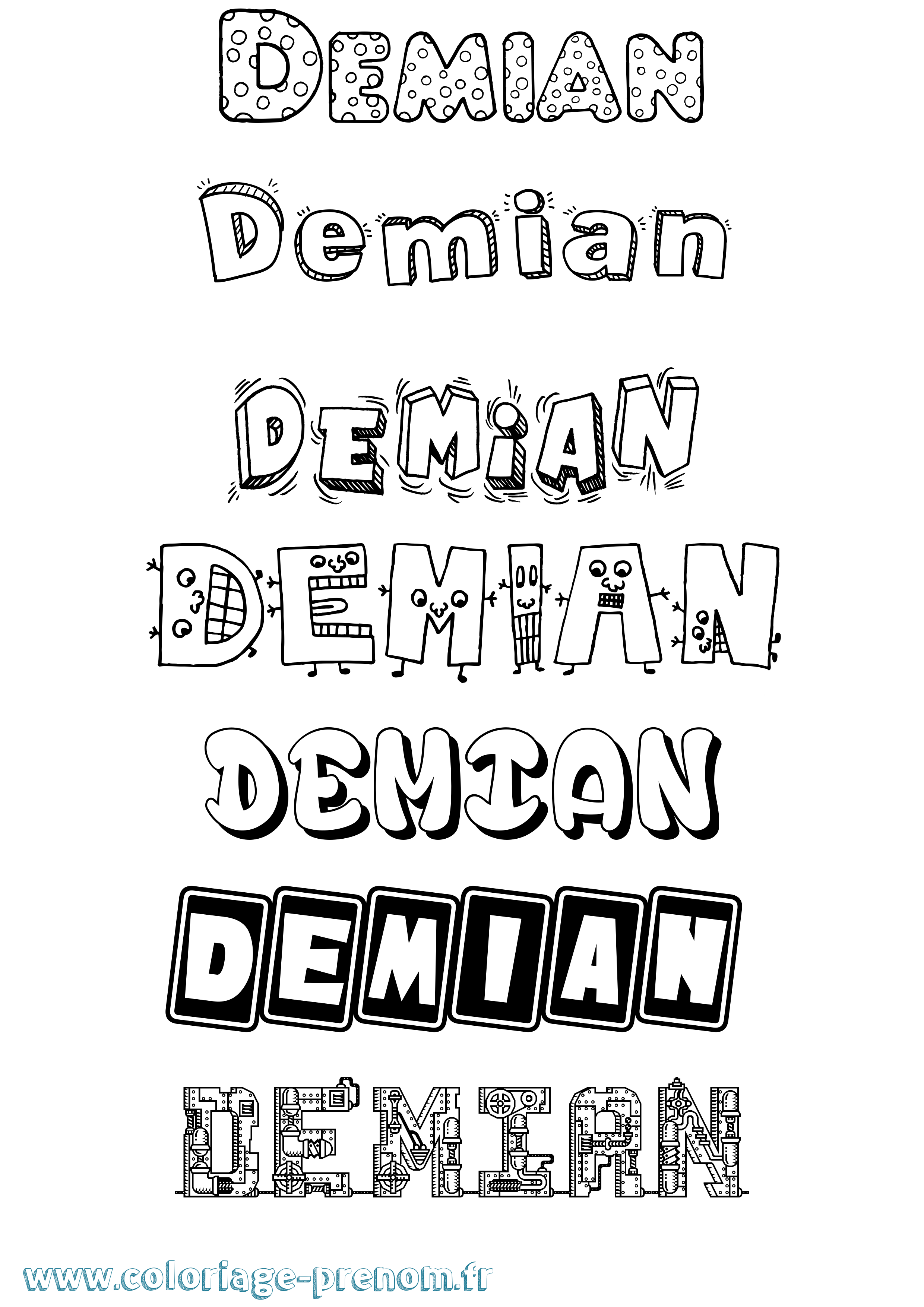 Coloriage prénom Demian Fun