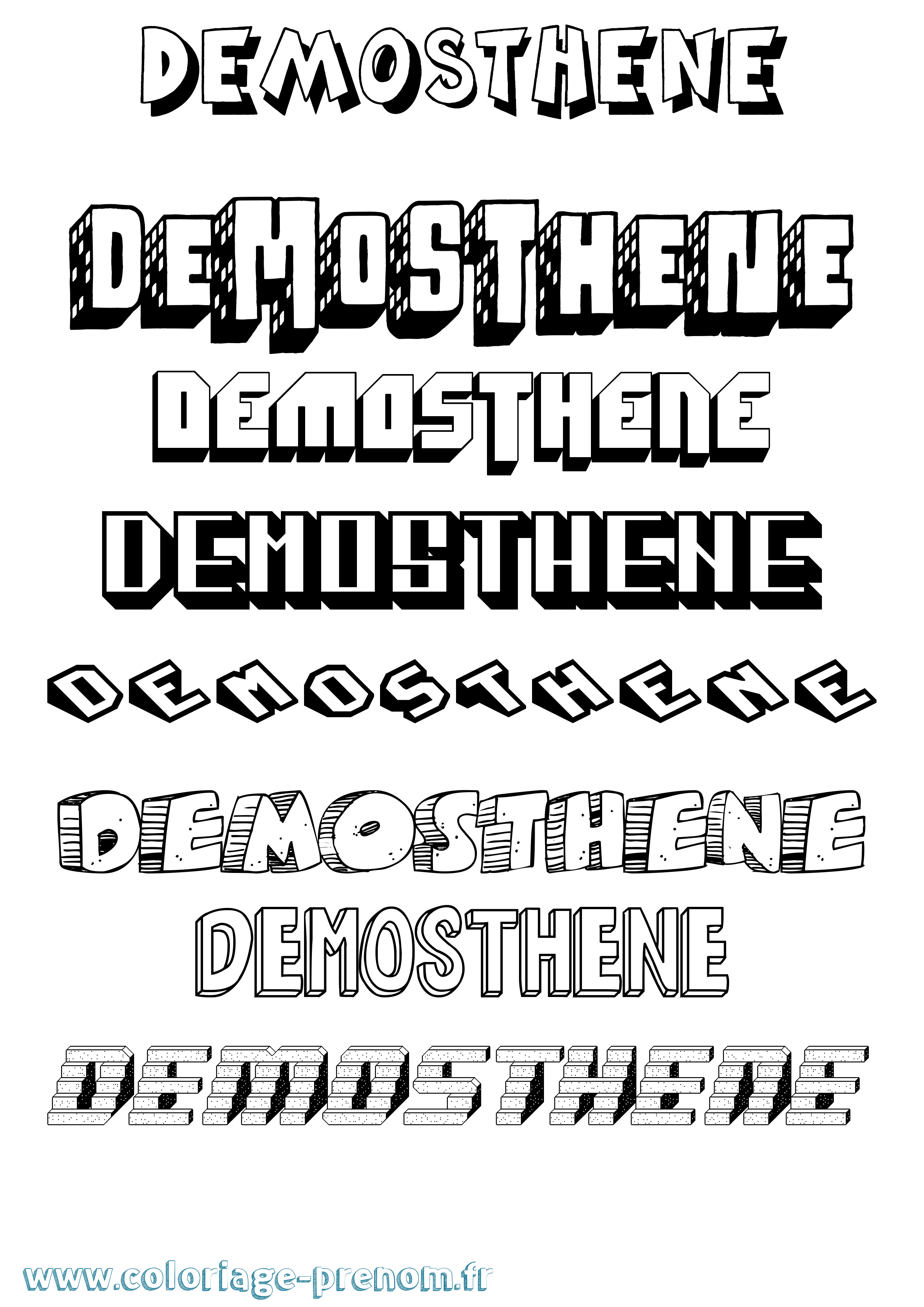Coloriage prénom Demosthene Effet 3D