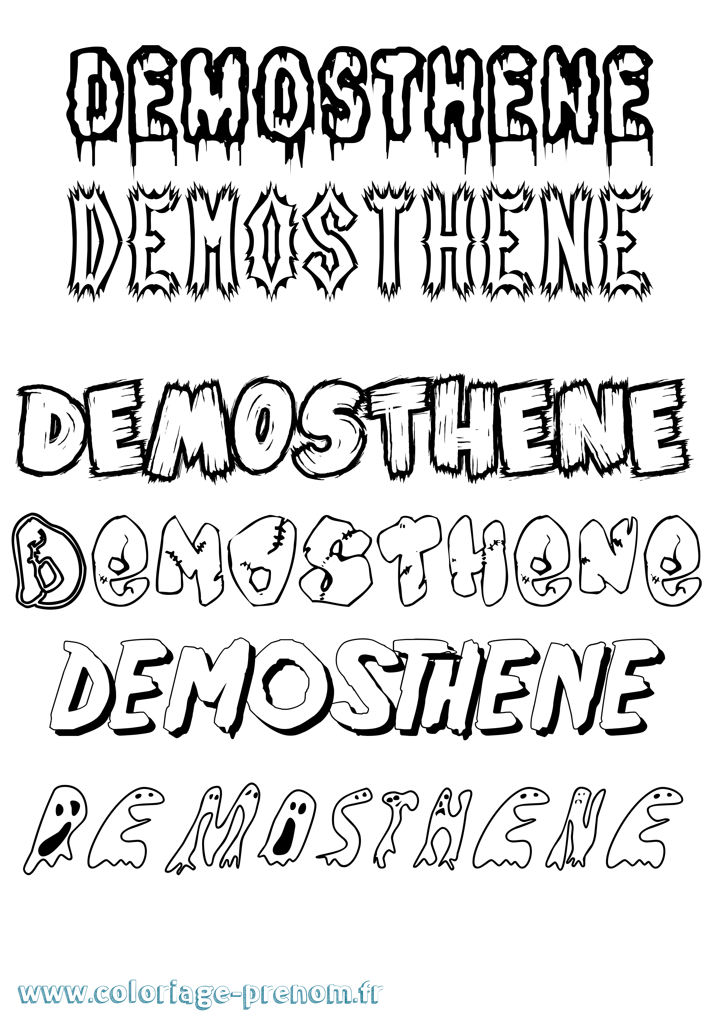 Coloriage prénom Demosthene Frisson