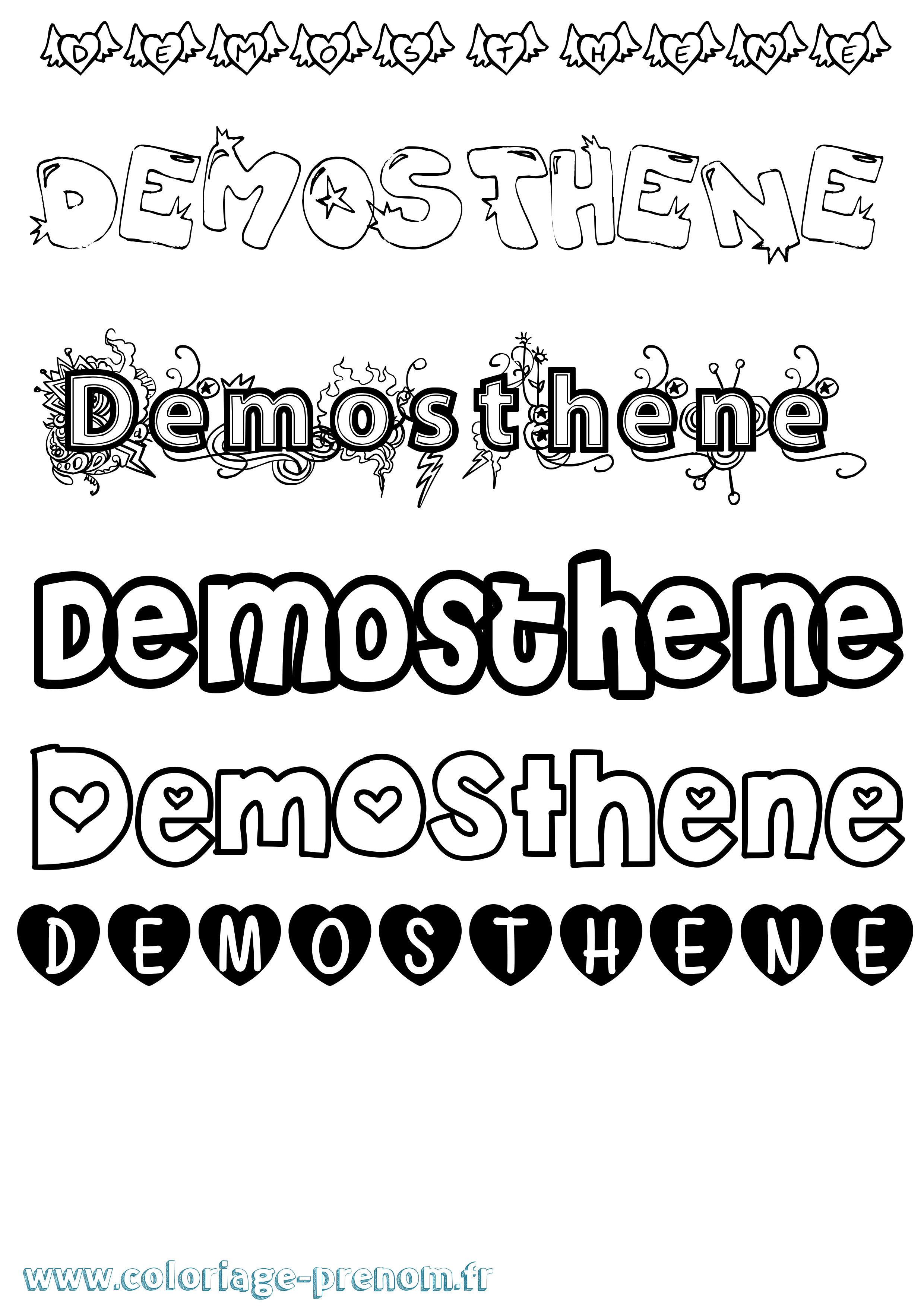 Coloriage prénom Demosthene Girly