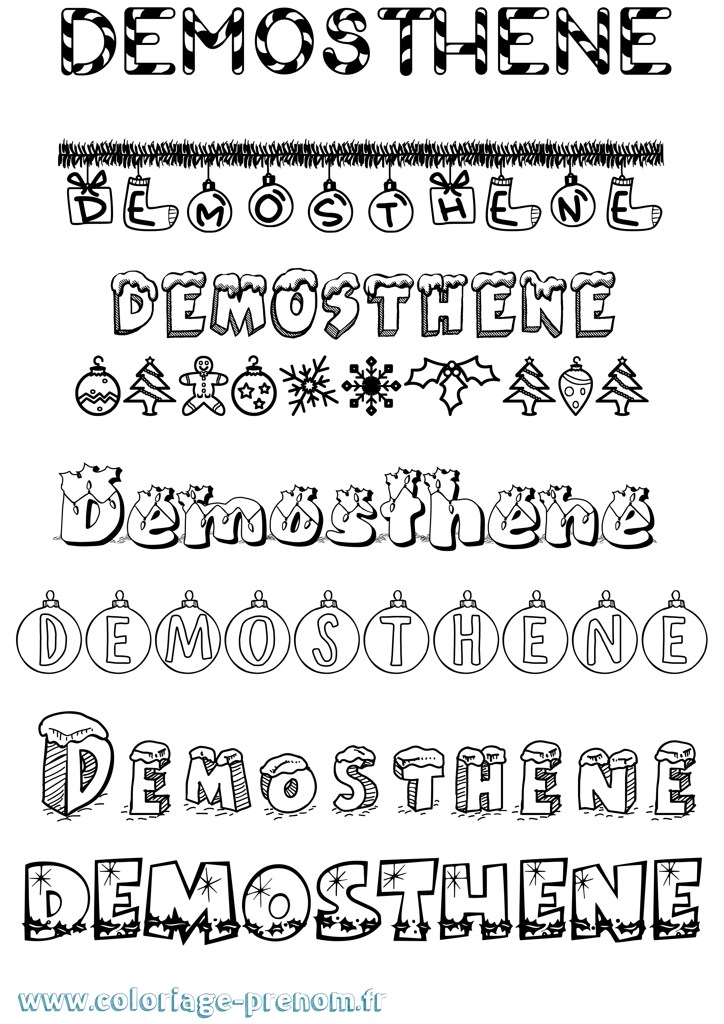 Coloriage prénom Demosthene Noël