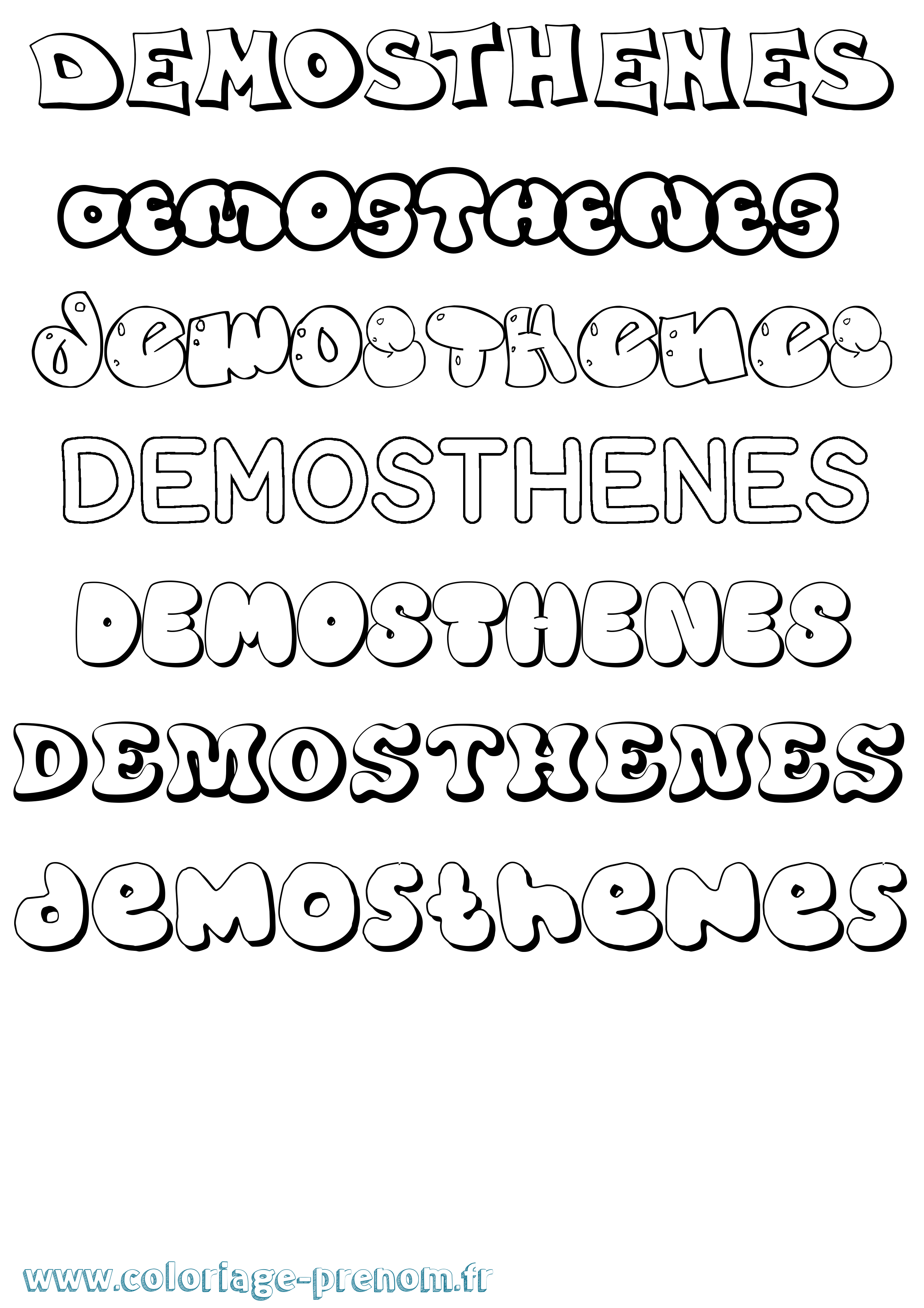 Coloriage Demosthenes Bubble Coloriage prénom Demosthenes Bubble