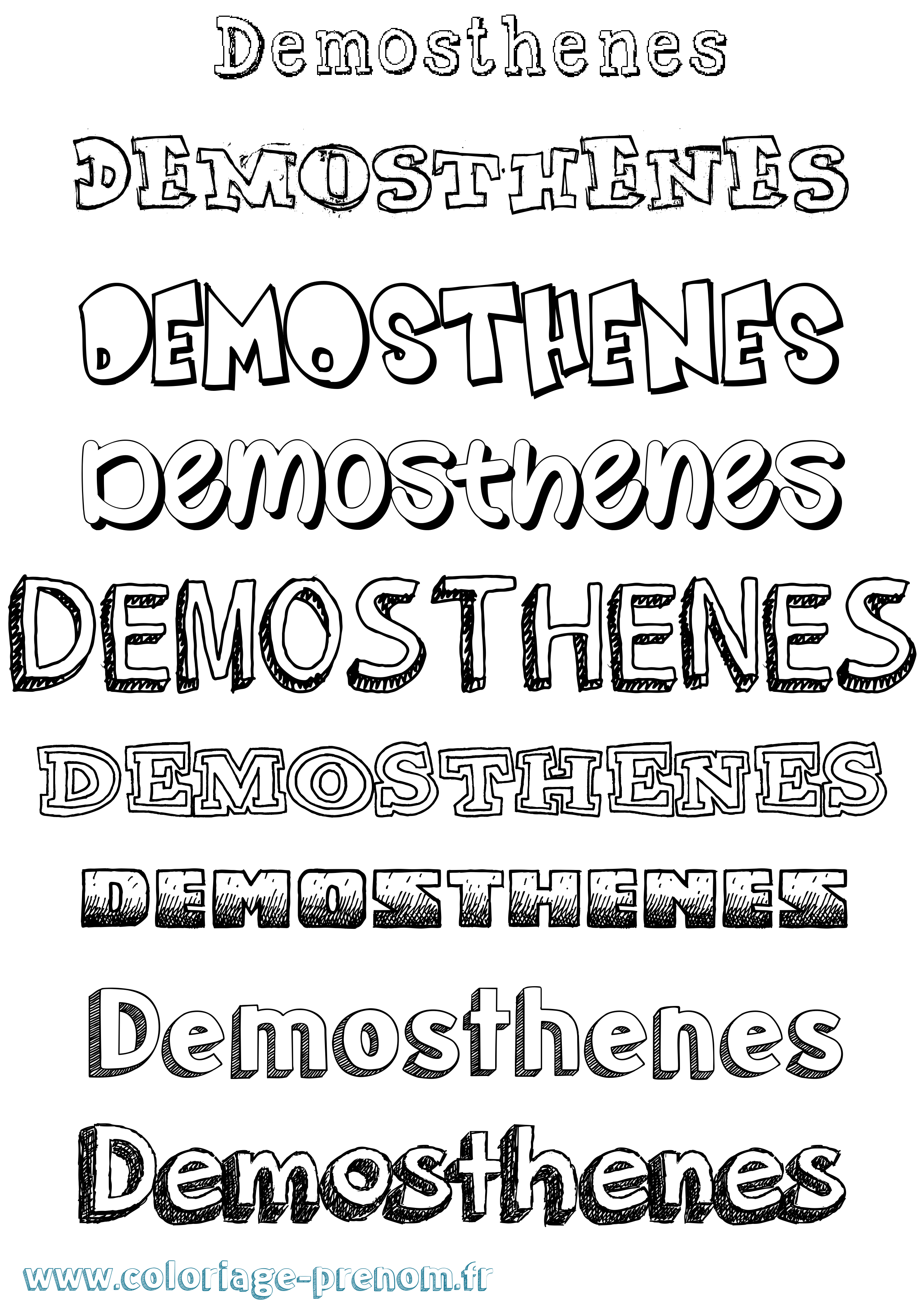 Coloriage prénom Demosthenes Dessiné