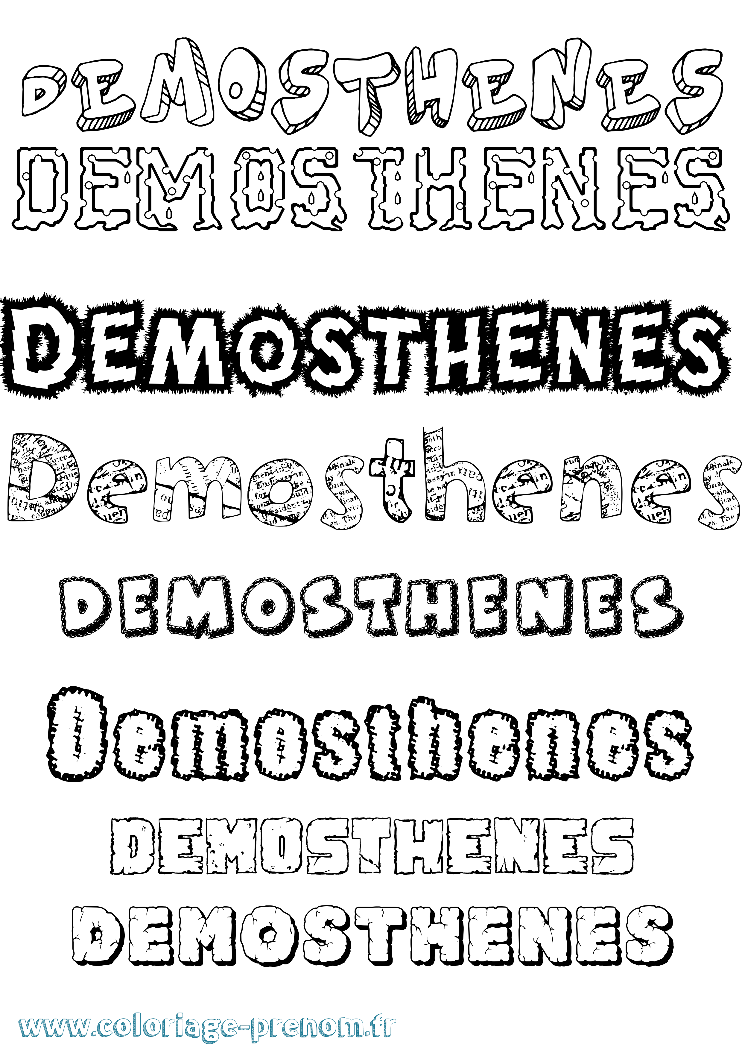 Coloriage prénom Demosthenes Destructuré