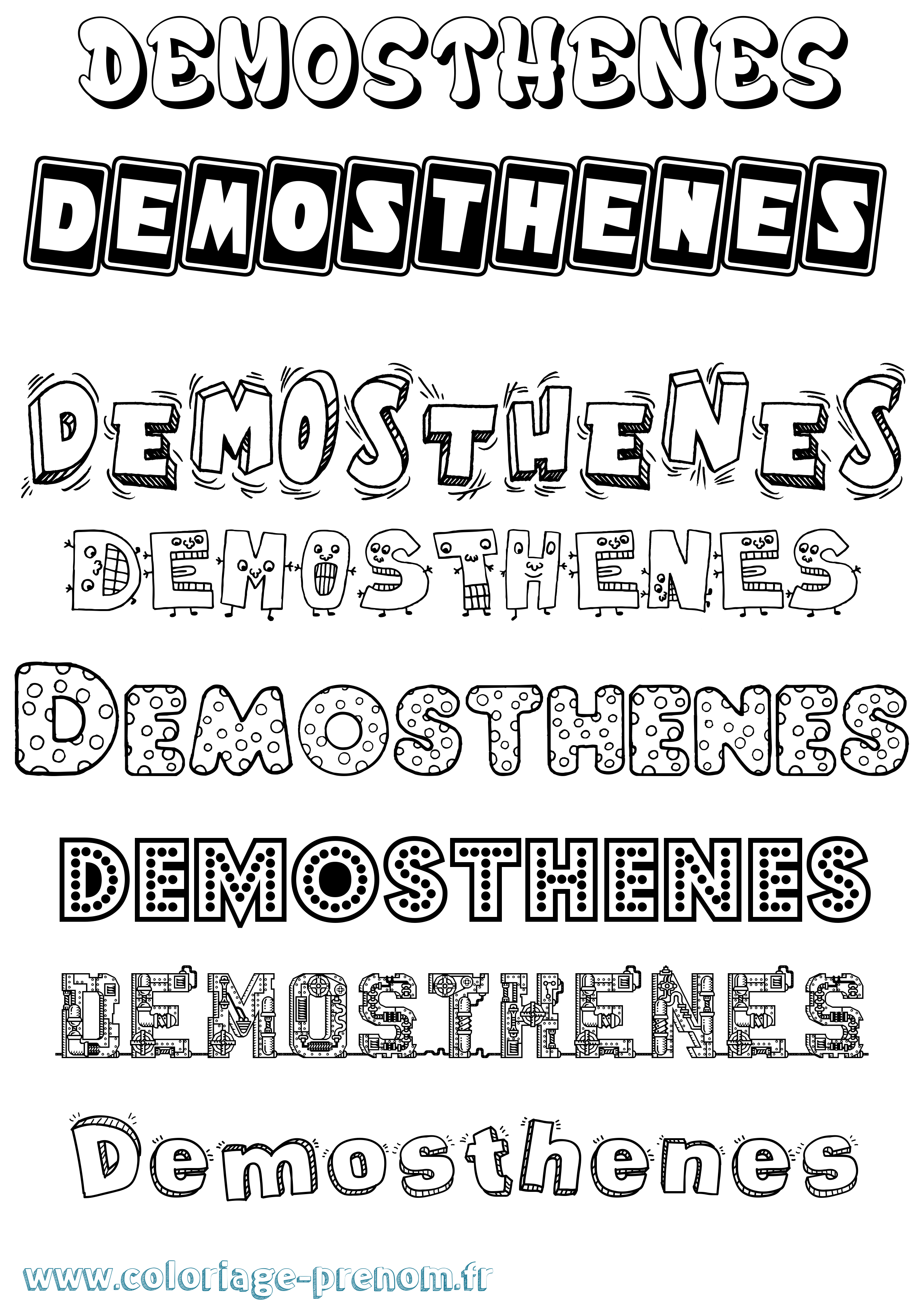Coloriage prénom Demosthenes Fun