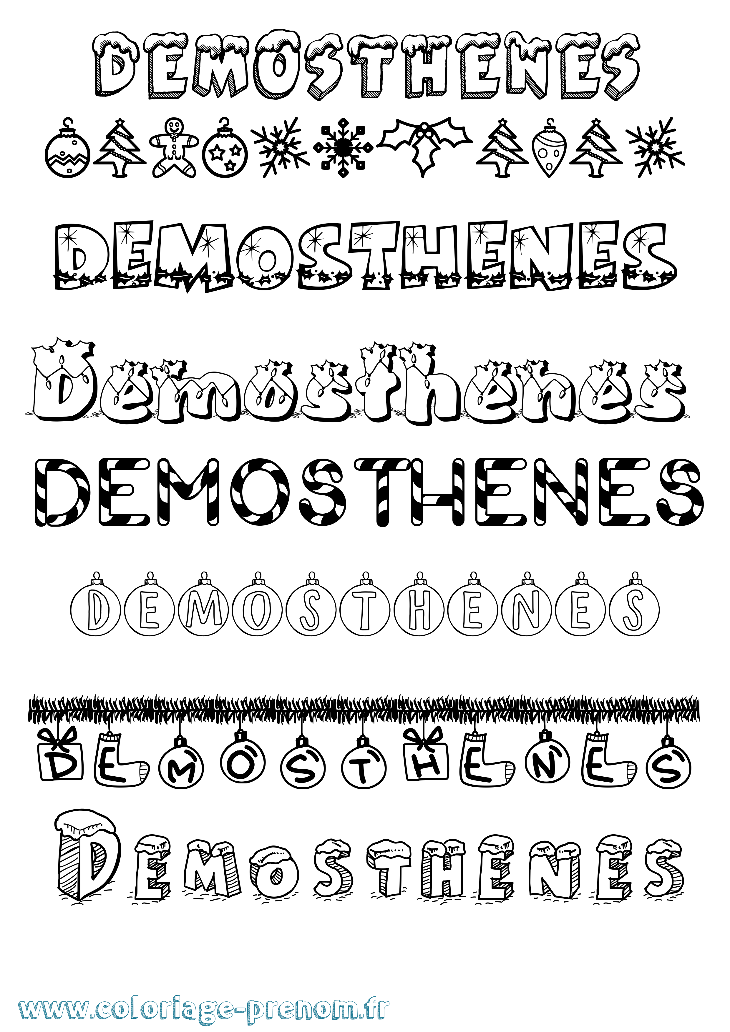 Coloriage prénom Demosthenes Noël