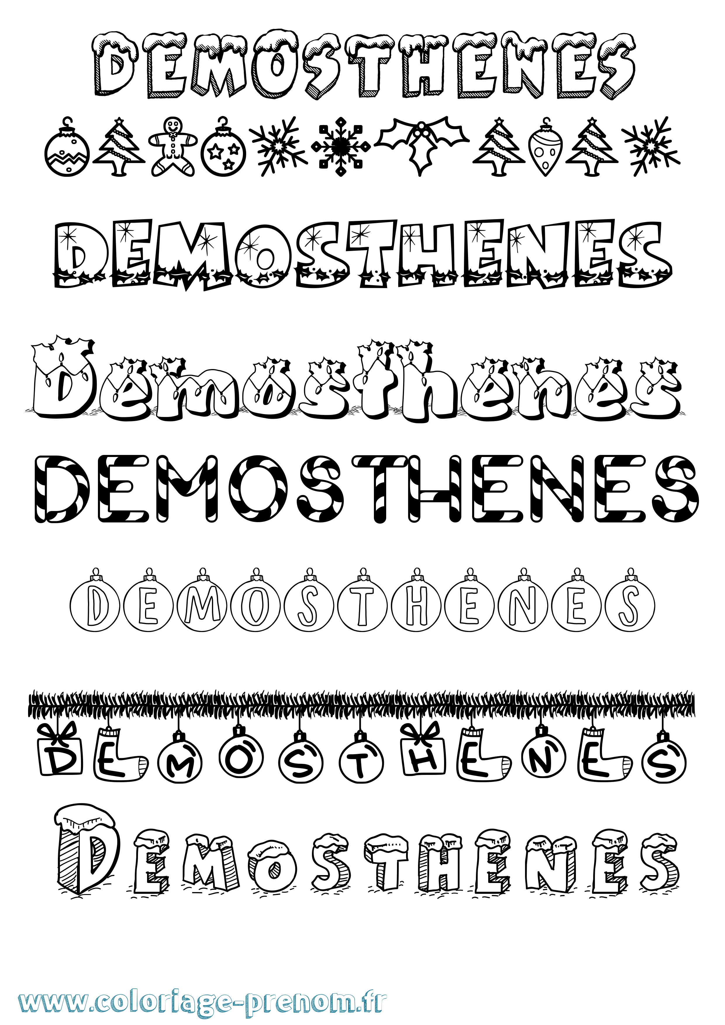 Coloriage Demosthenes Noël Coloriage prénom Demosthenes Noël