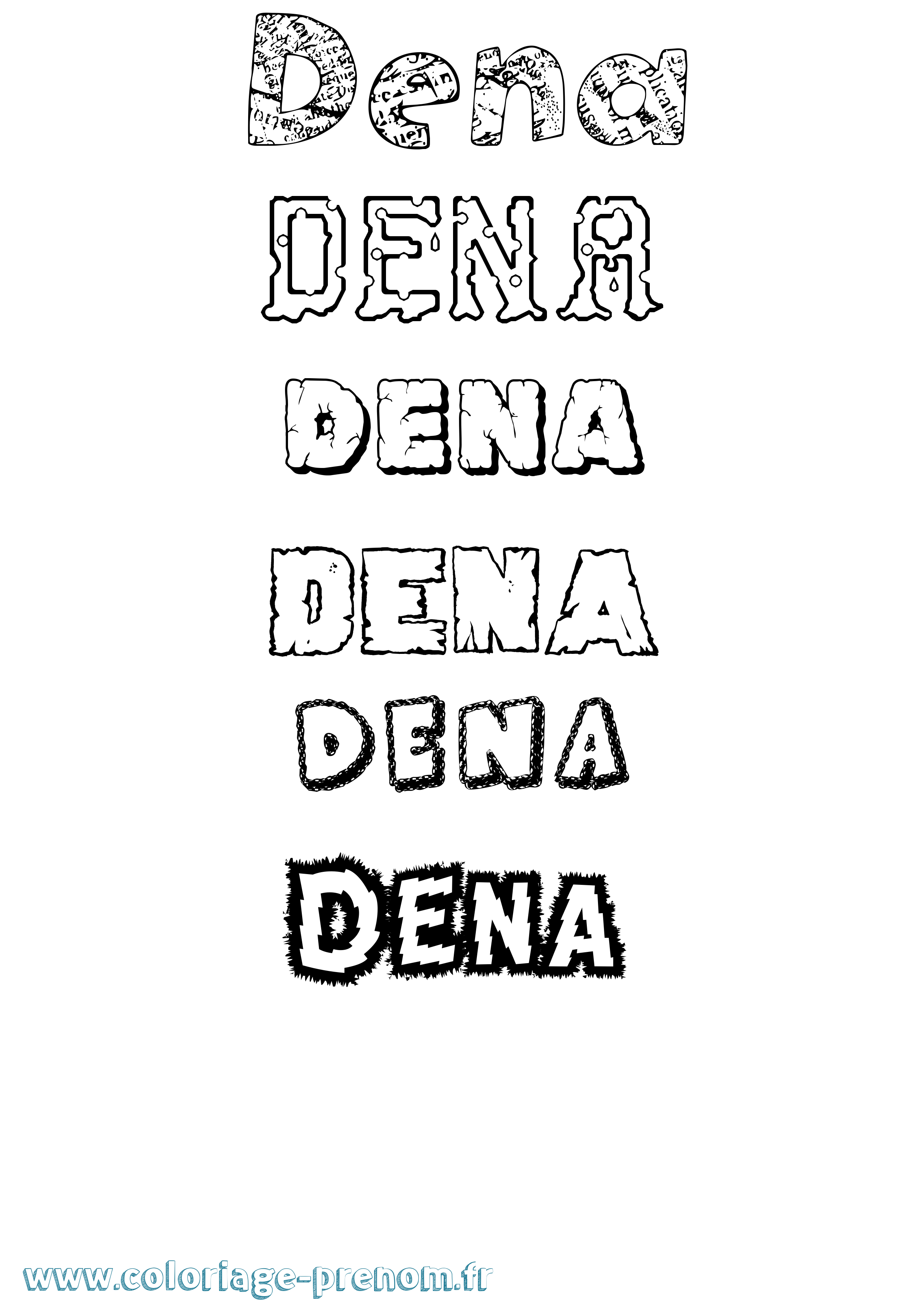 Coloriage prénom Dena Destructuré
