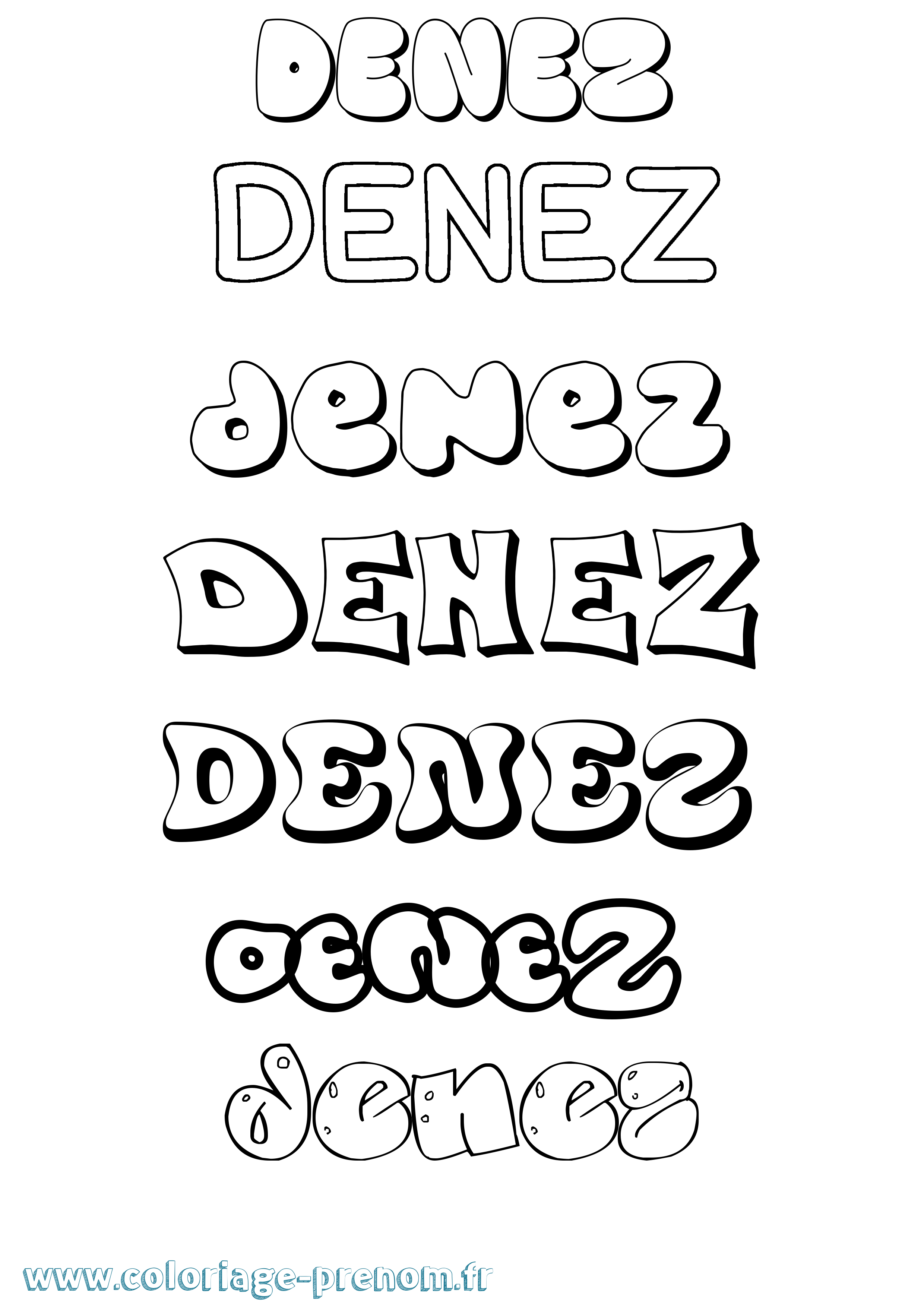 Coloriage Denez Bubble Coloriage prénom Denez Bubble