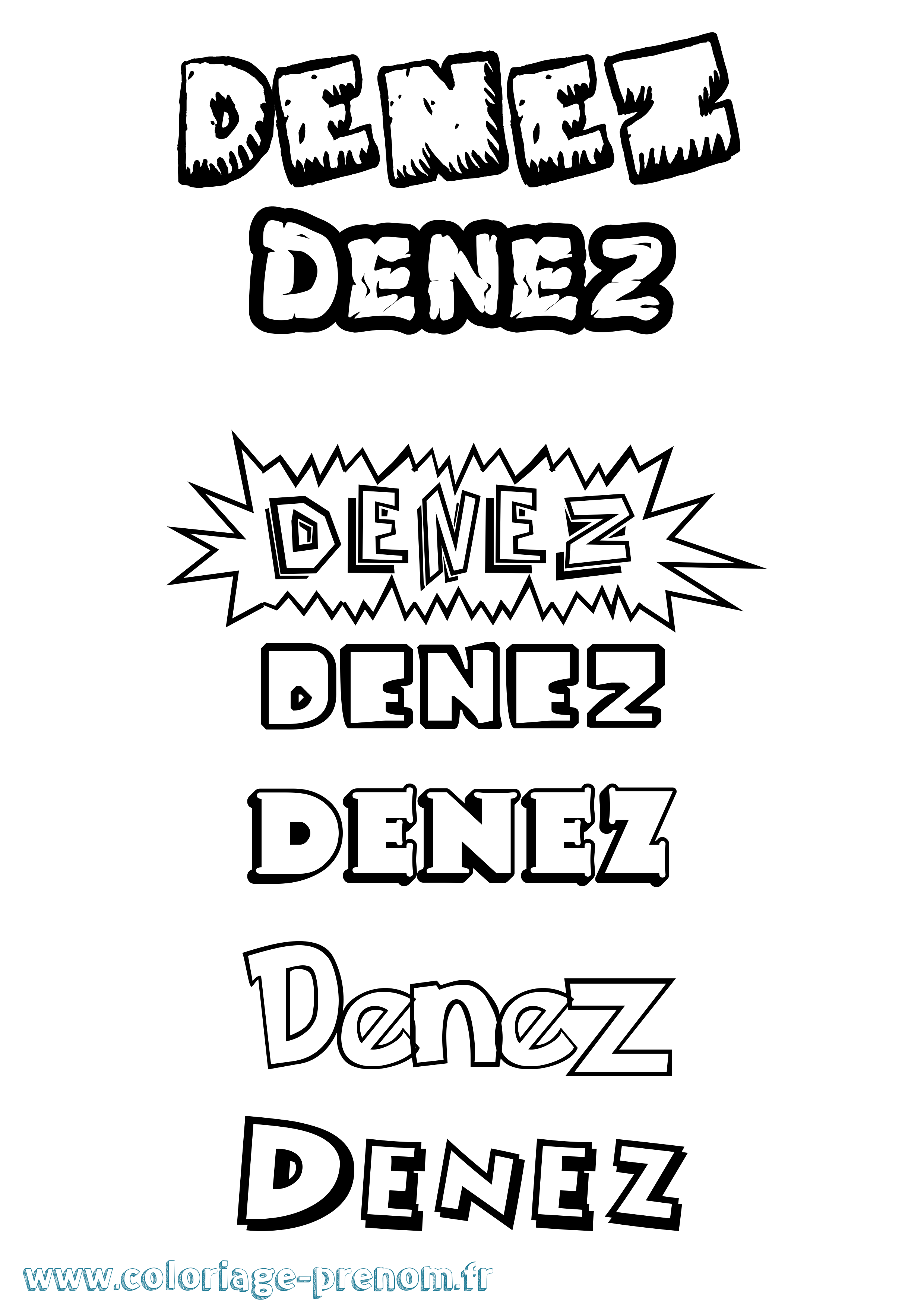 Coloriage Denez Dessin Animé Coloriage prénom Denez Dessin Animé