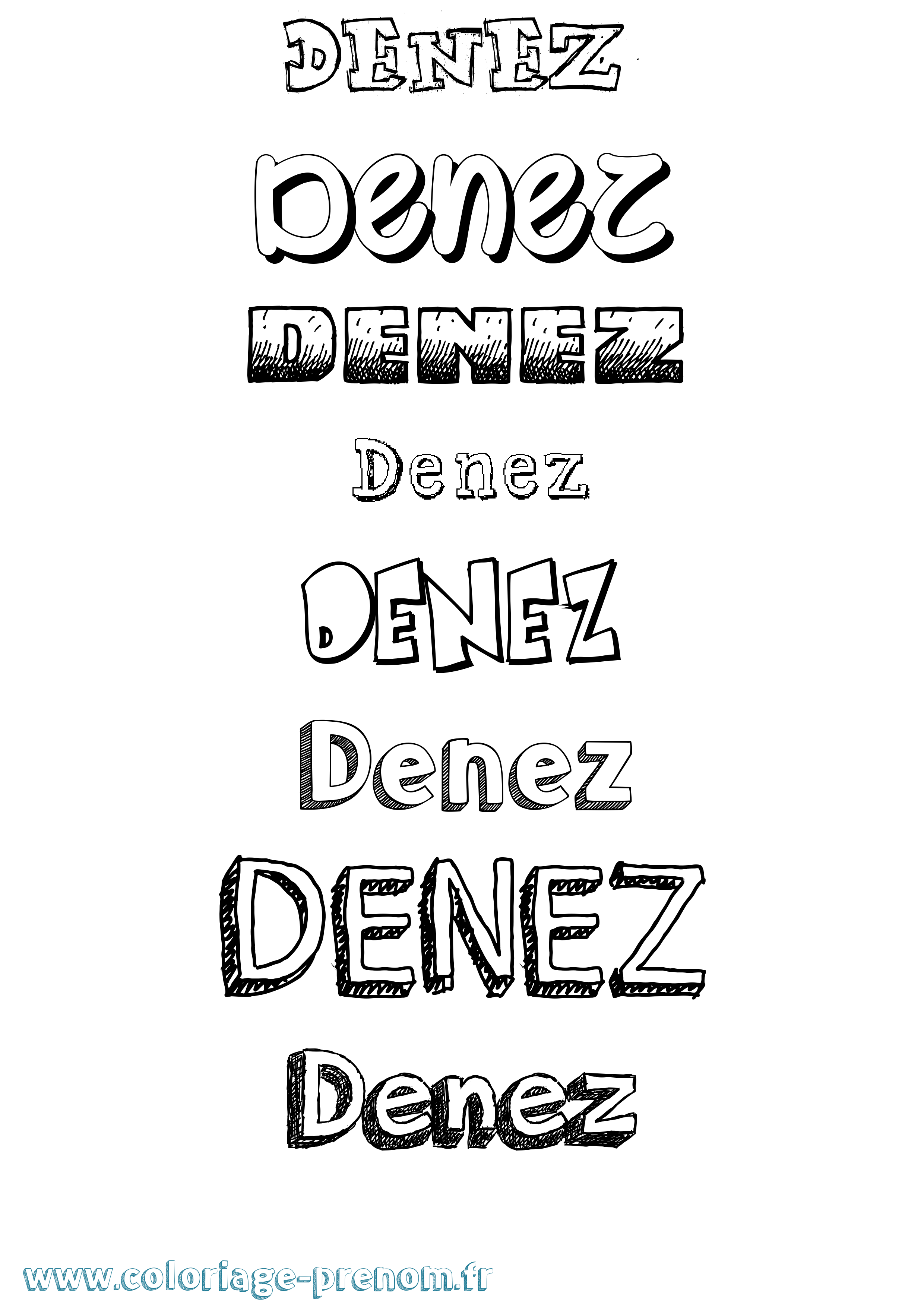 Coloriage Denez Dessiné Coloriage prénom Denez Dessiné