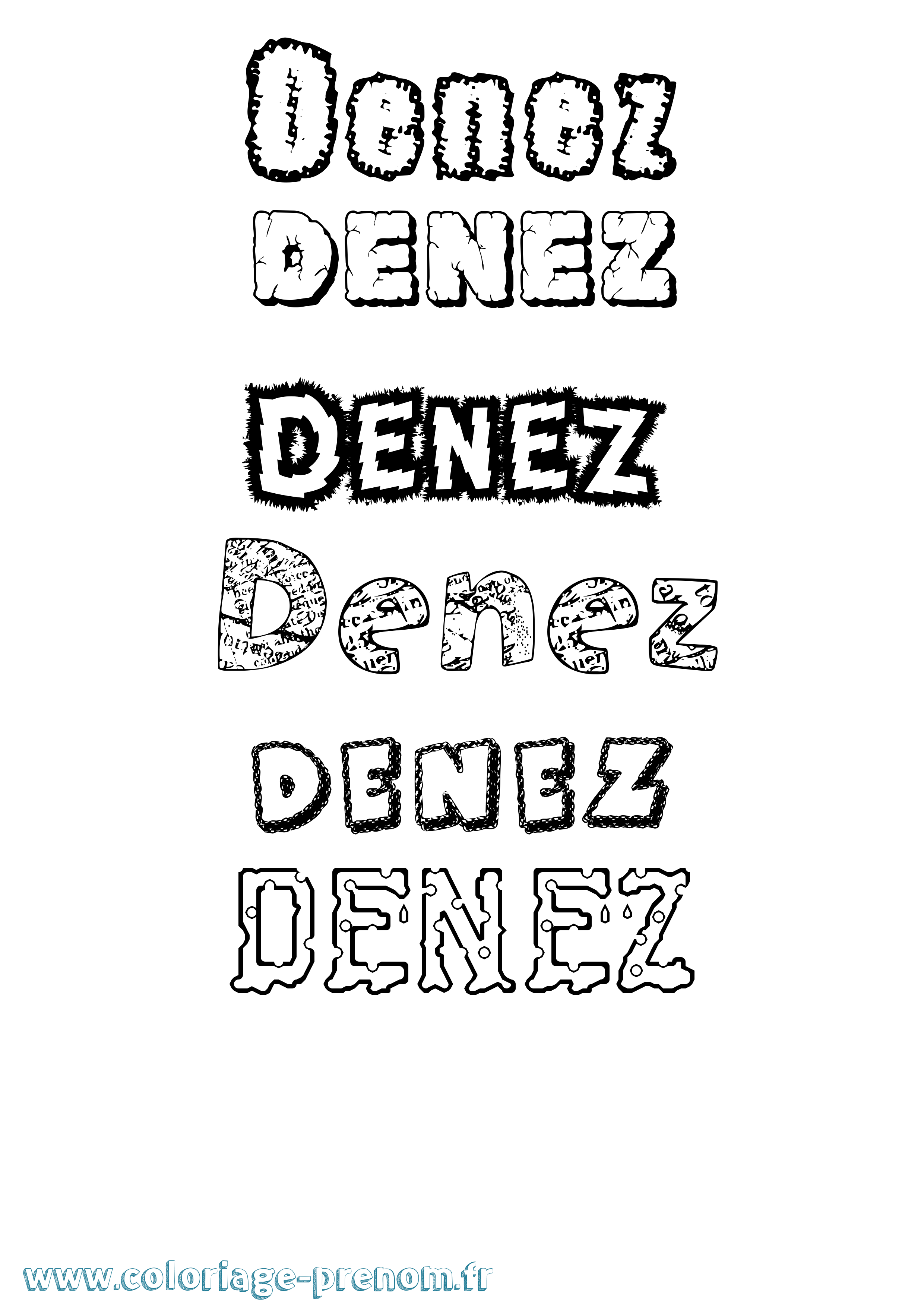 Coloriage Denez Destructuré Coloriage prénom Denez Destructuré
