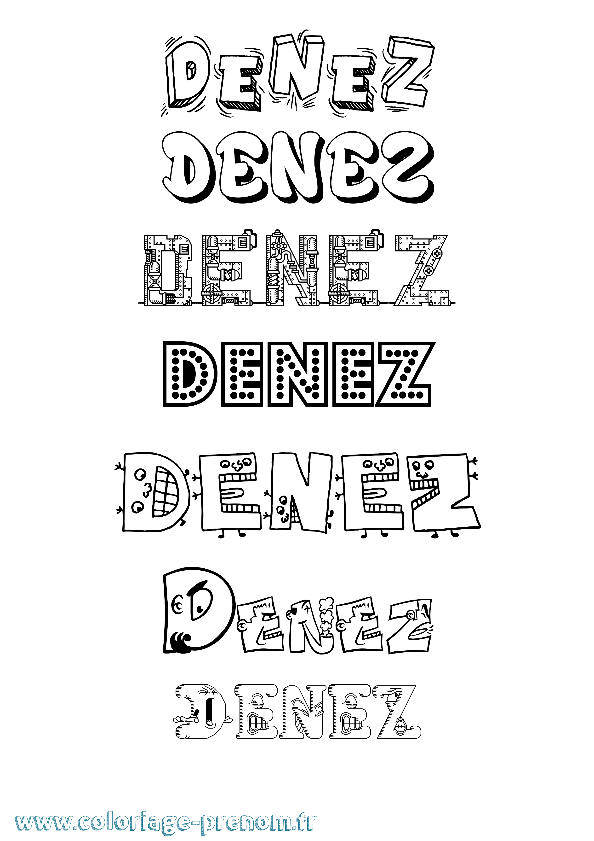 Coloriage Denez Fun Coloriage prénom Denez Fun